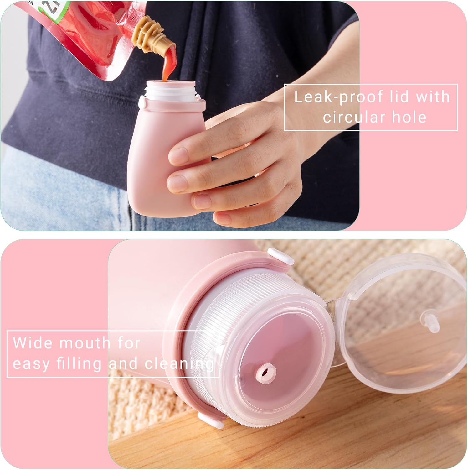 4Pcs Squeeze Salad Dressing Bottles with Brush Set