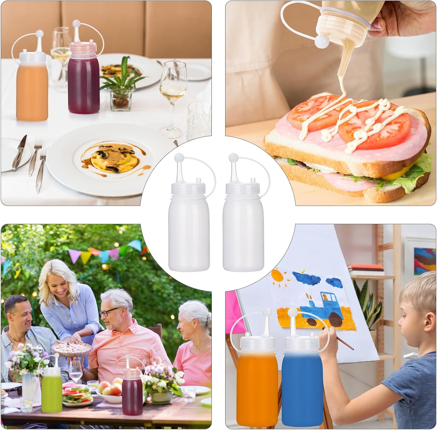 Condiment Squeeze Bottles 2 Pack for Kitchen Crafting