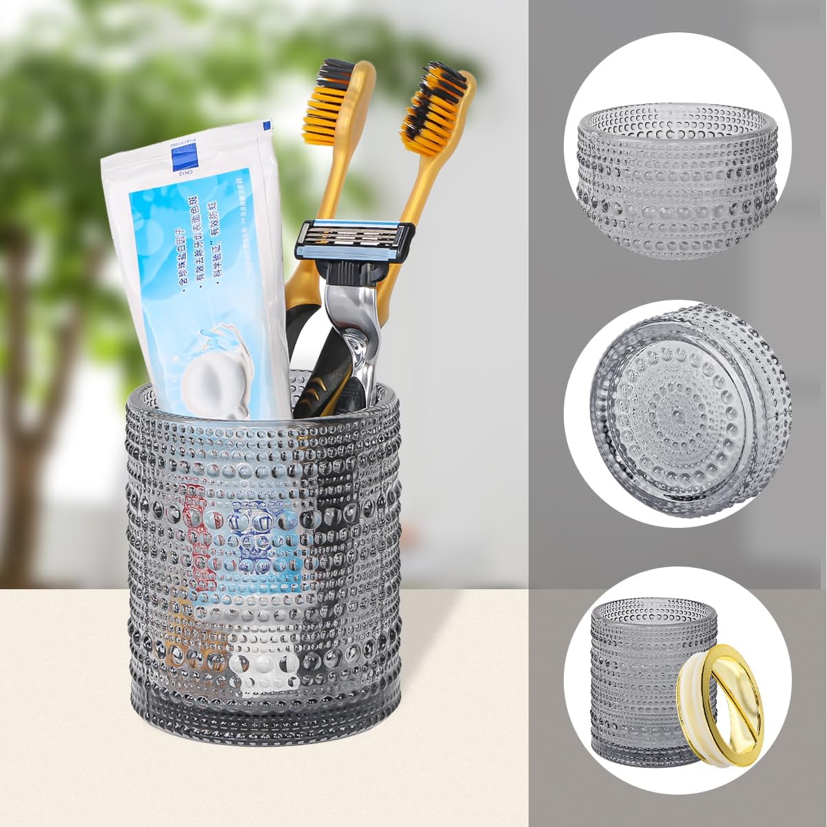 Luxurious Glass Toothbrush Holders Set