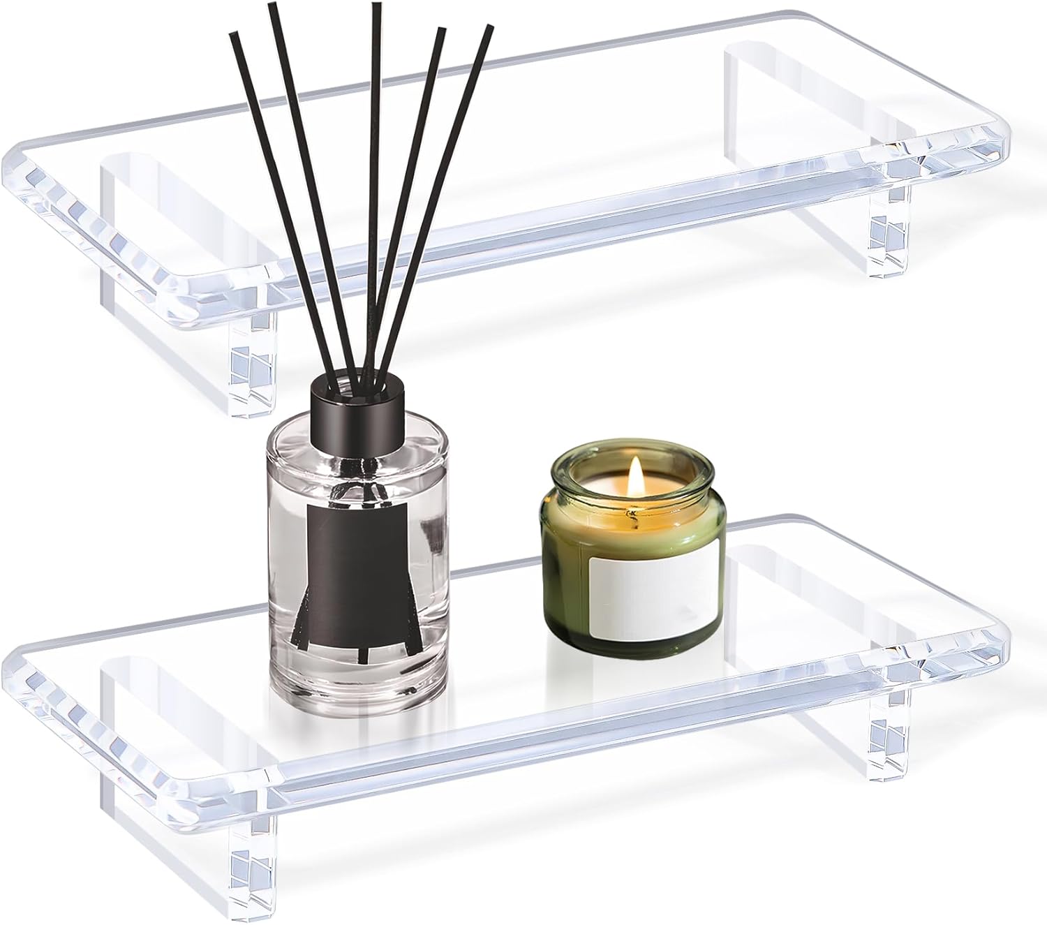2-Piece Acrylic Bathroom Counter Tray Stand