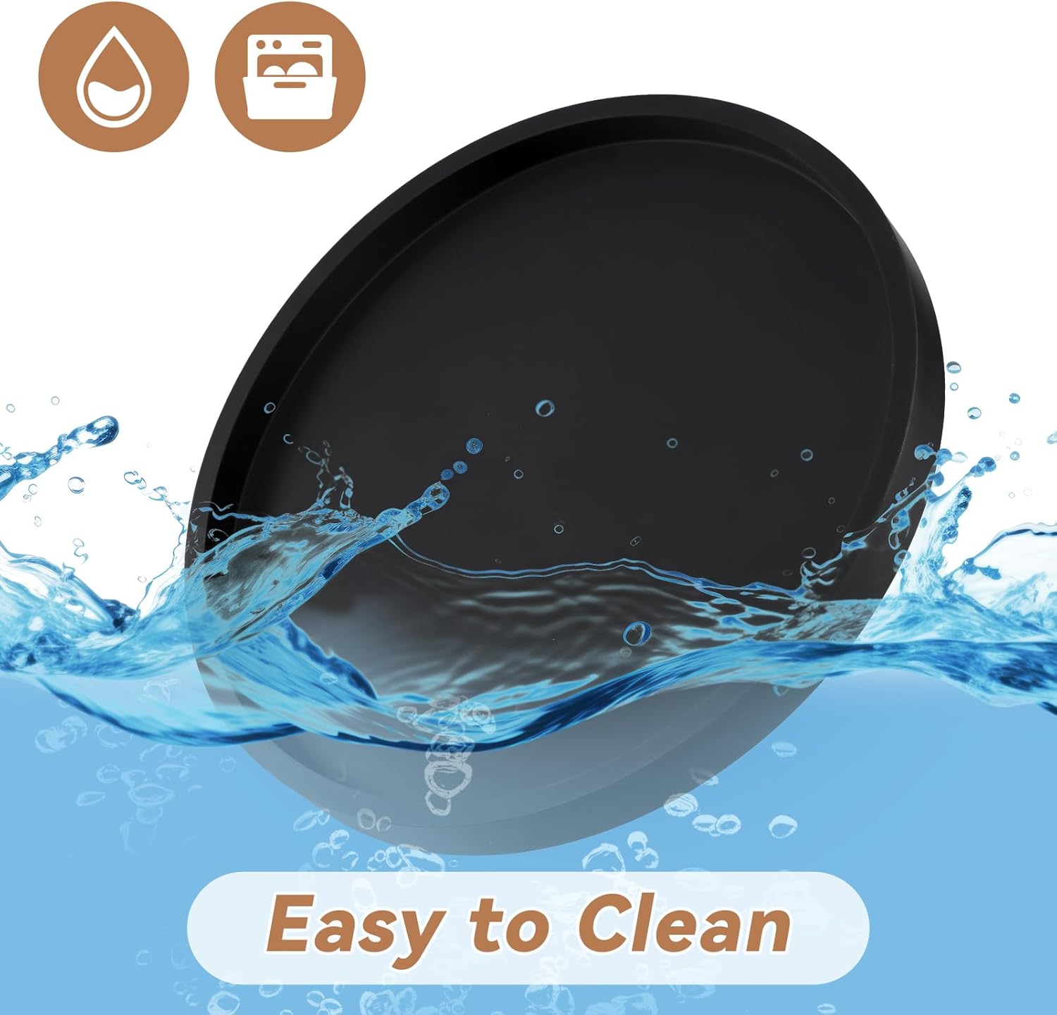 NiHome Thickened Silicone Vanity Organizer Tray Black