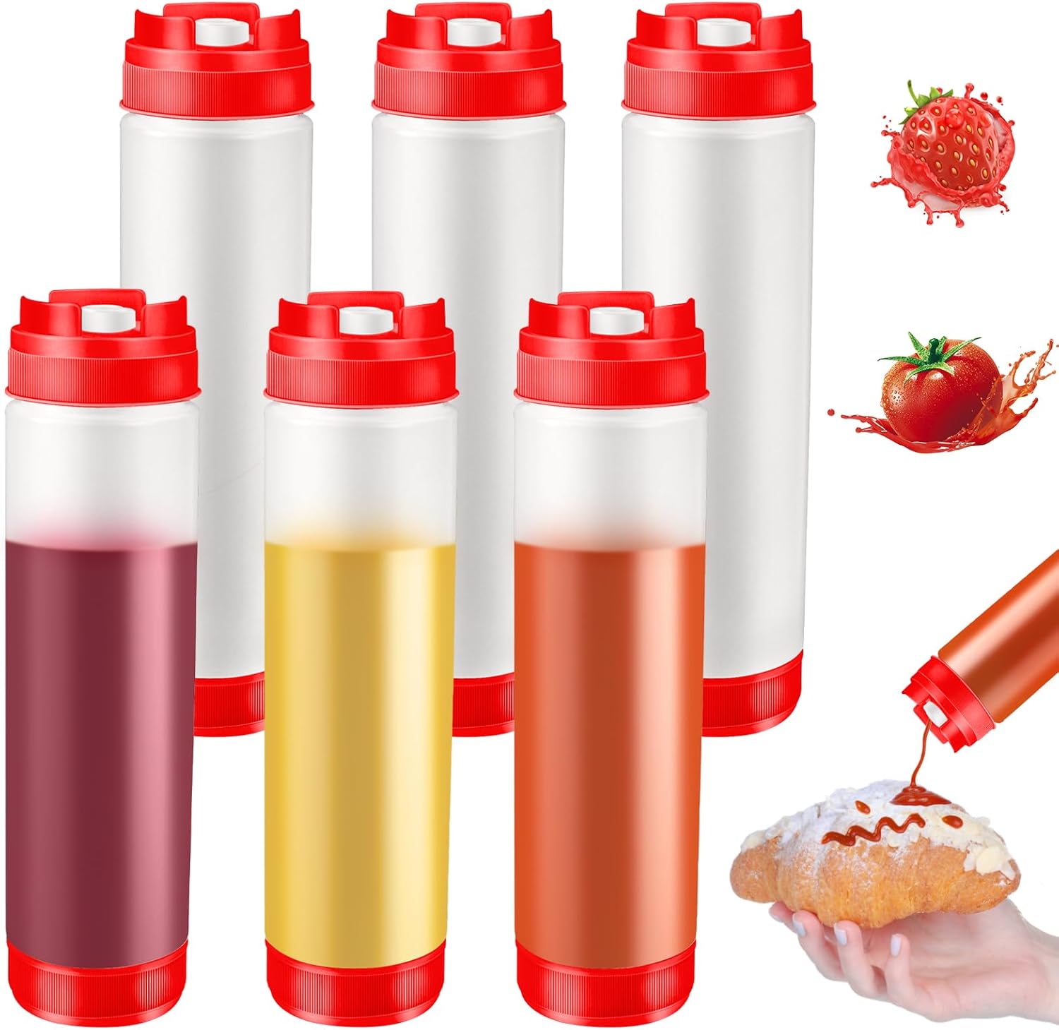 CHIVENIDO 6PCS 16oz Condiment Squeeze Bottles