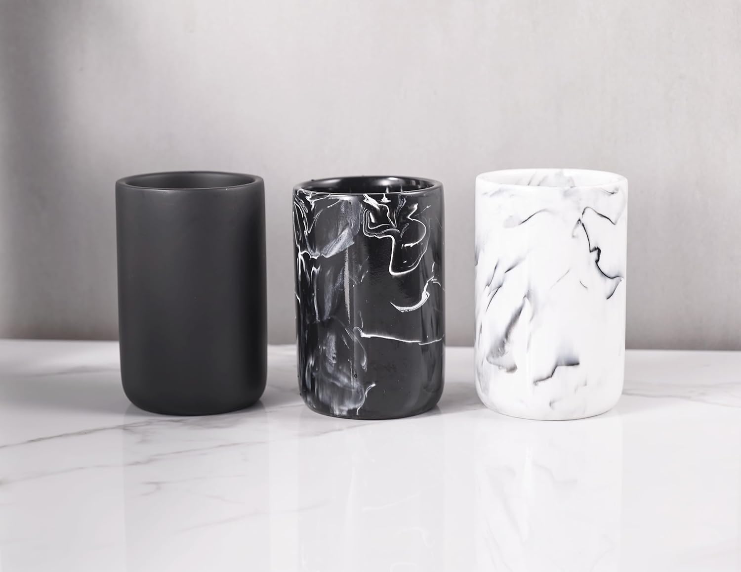 Resin Bathroom Tumbler Cup Matte Black Multifunctional Holder