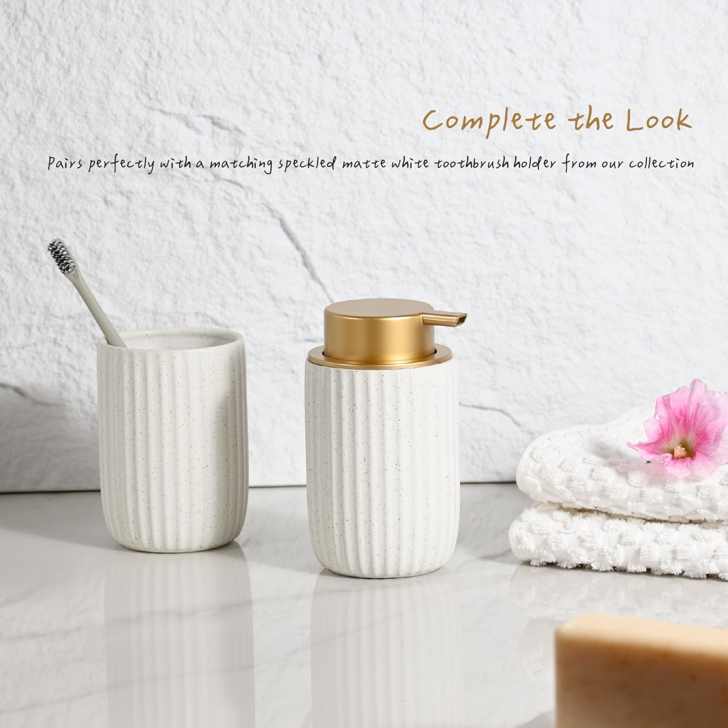 Elegant Design Speckled Matte White Ceramic Toothbrush Holder