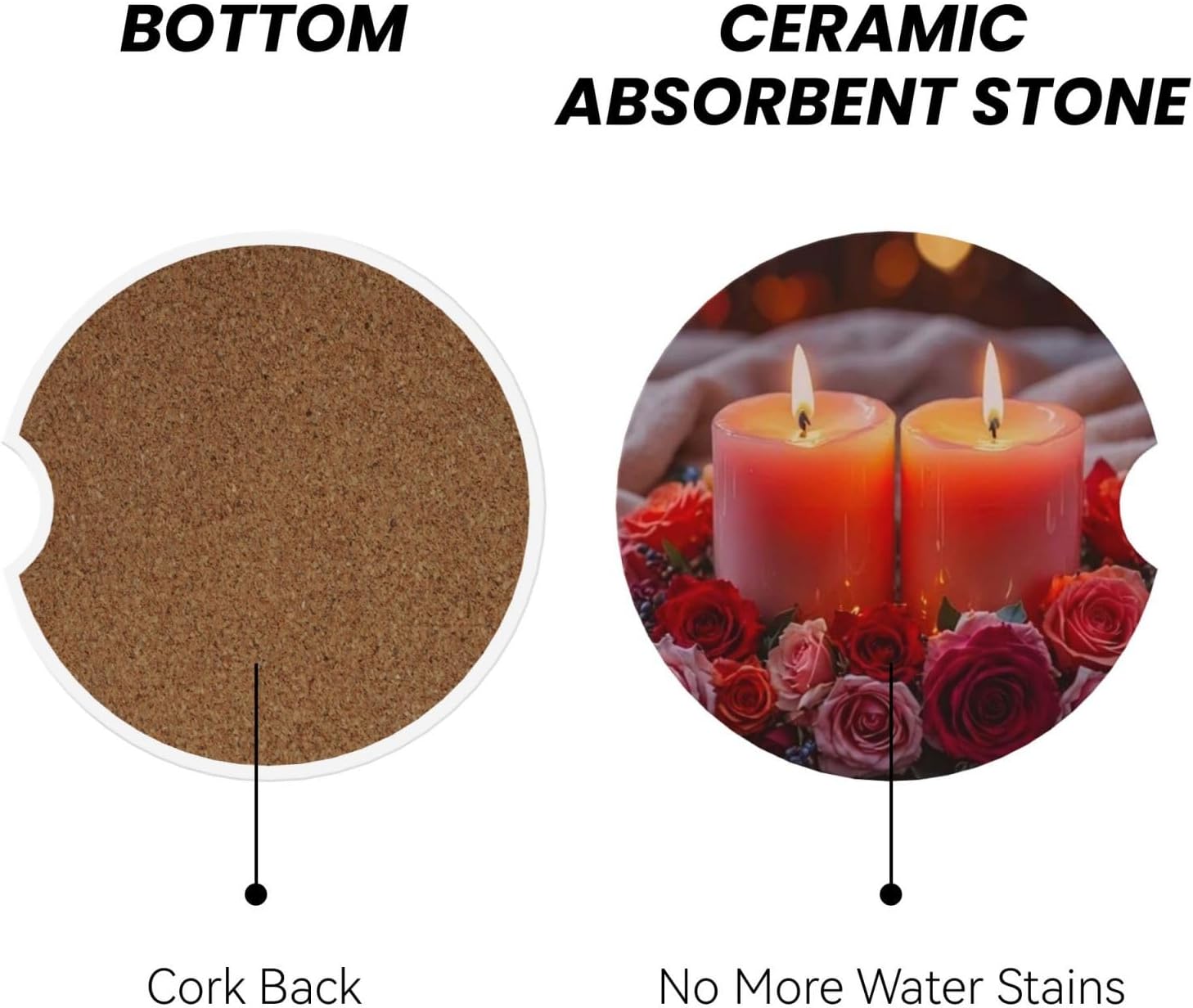 Candleflower 2-Piece Coasters Set for Car Accessories