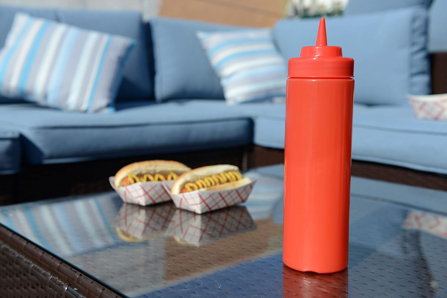 24-Piece Red Plastic Condiment Squeeze Bottles - BPA-Free Reusable and Durable