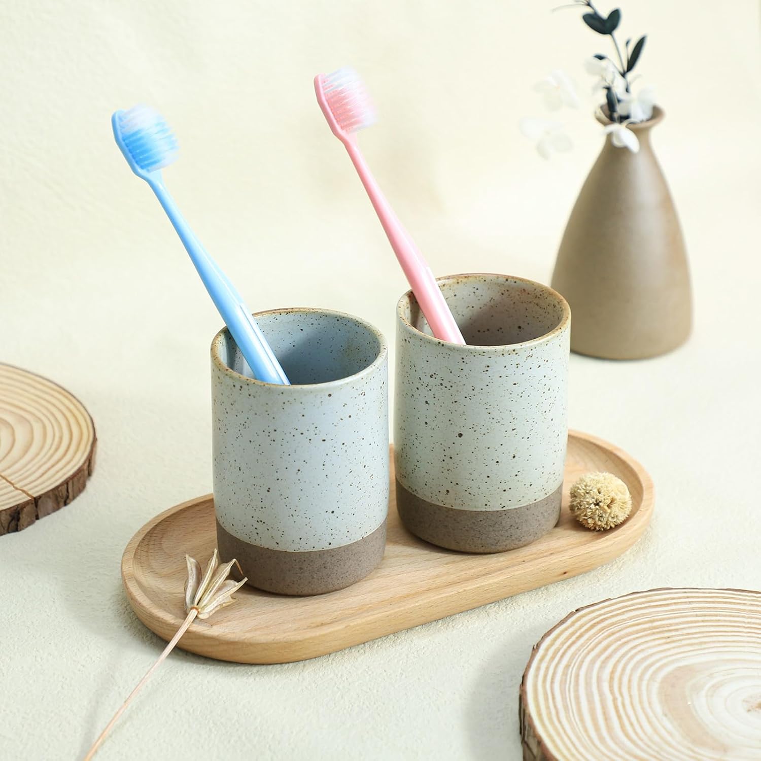 2-Piece Vintage Ceramic Mouthwash Cups