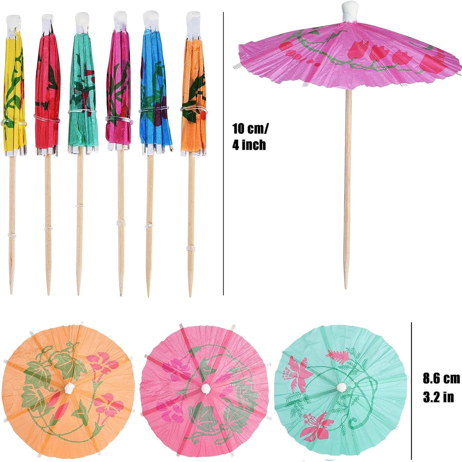 Stylish 50-Pack Umbrella Cocktail Picks for tropical parties