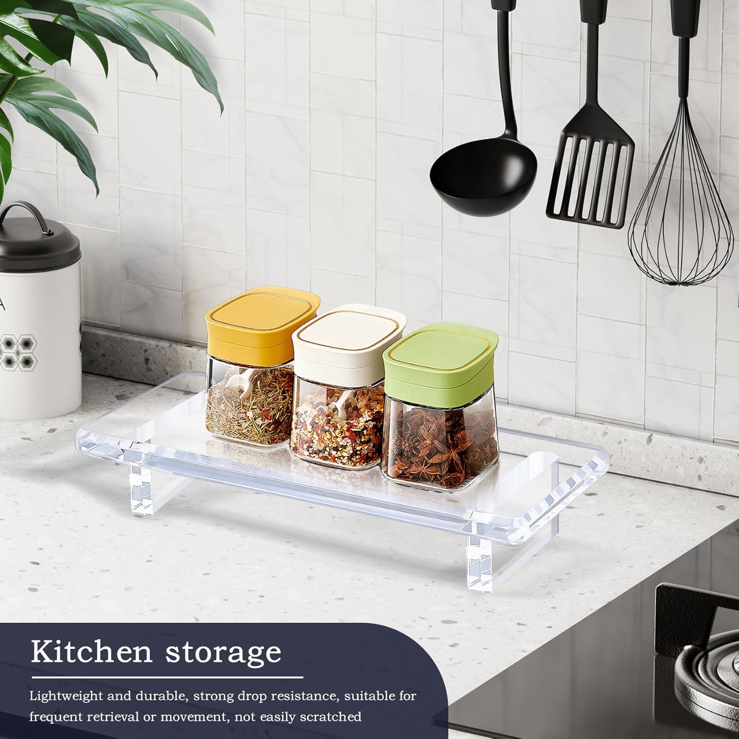 2-Piece Acrylic Bathroom Counter Tray Stand