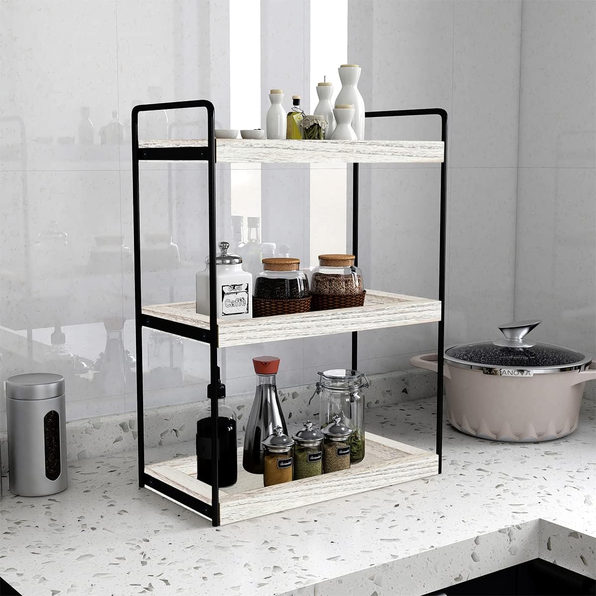 Dorhors 3-Tier Bathroom Counter Organizer Rustic White