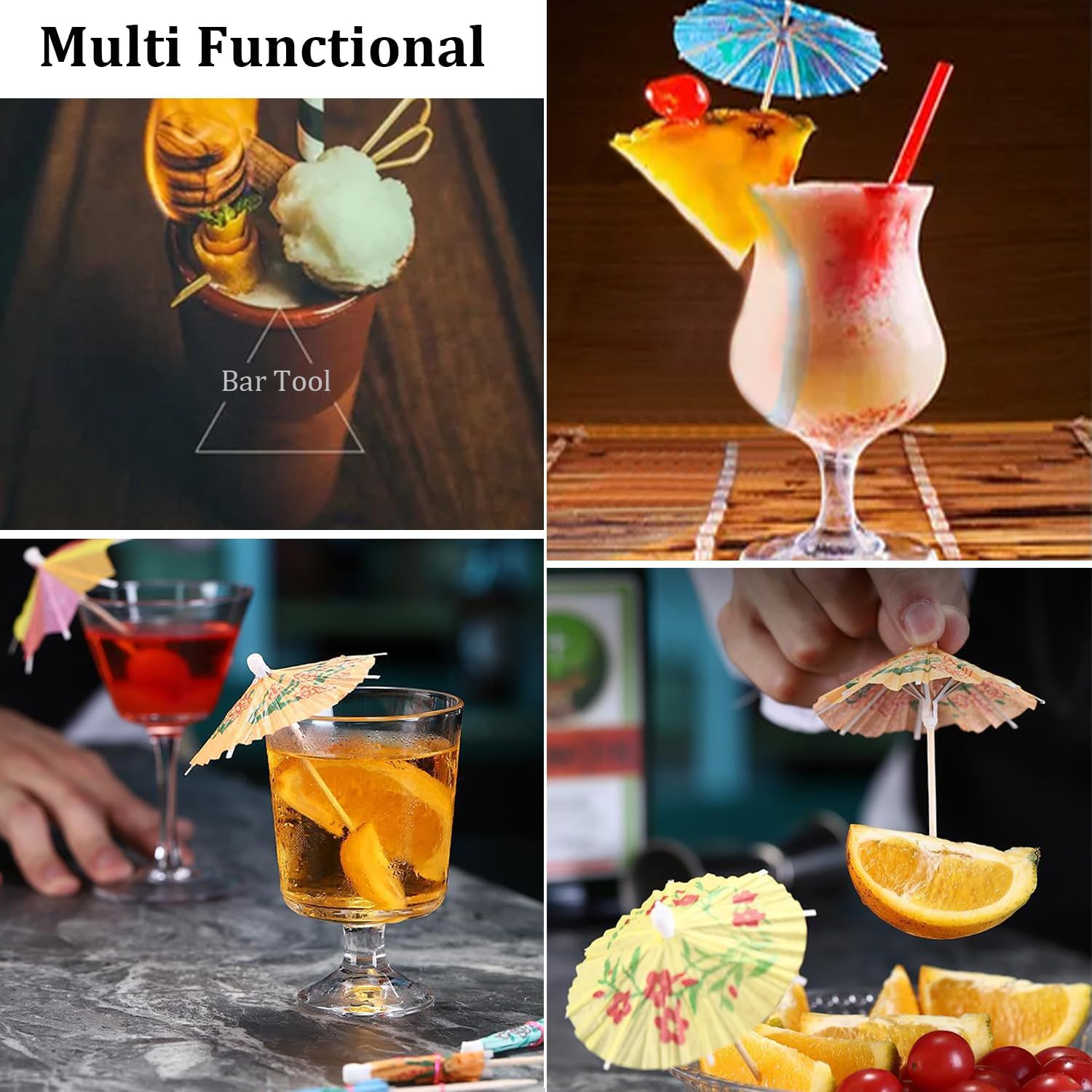Stylish 50-Pack Umbrella Cocktail Picks for tropical parties
