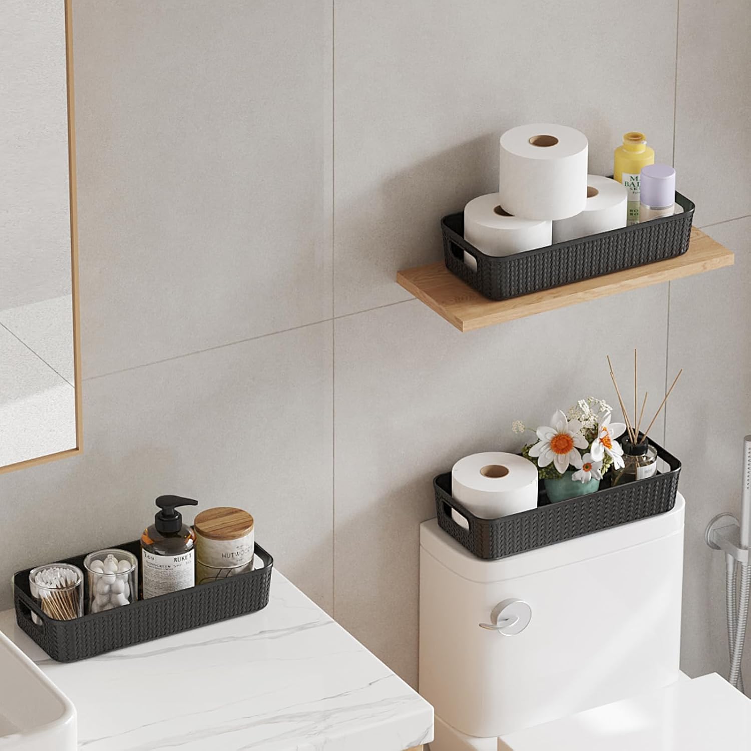 Lifewit Black Toilet Paper Basket with Handle