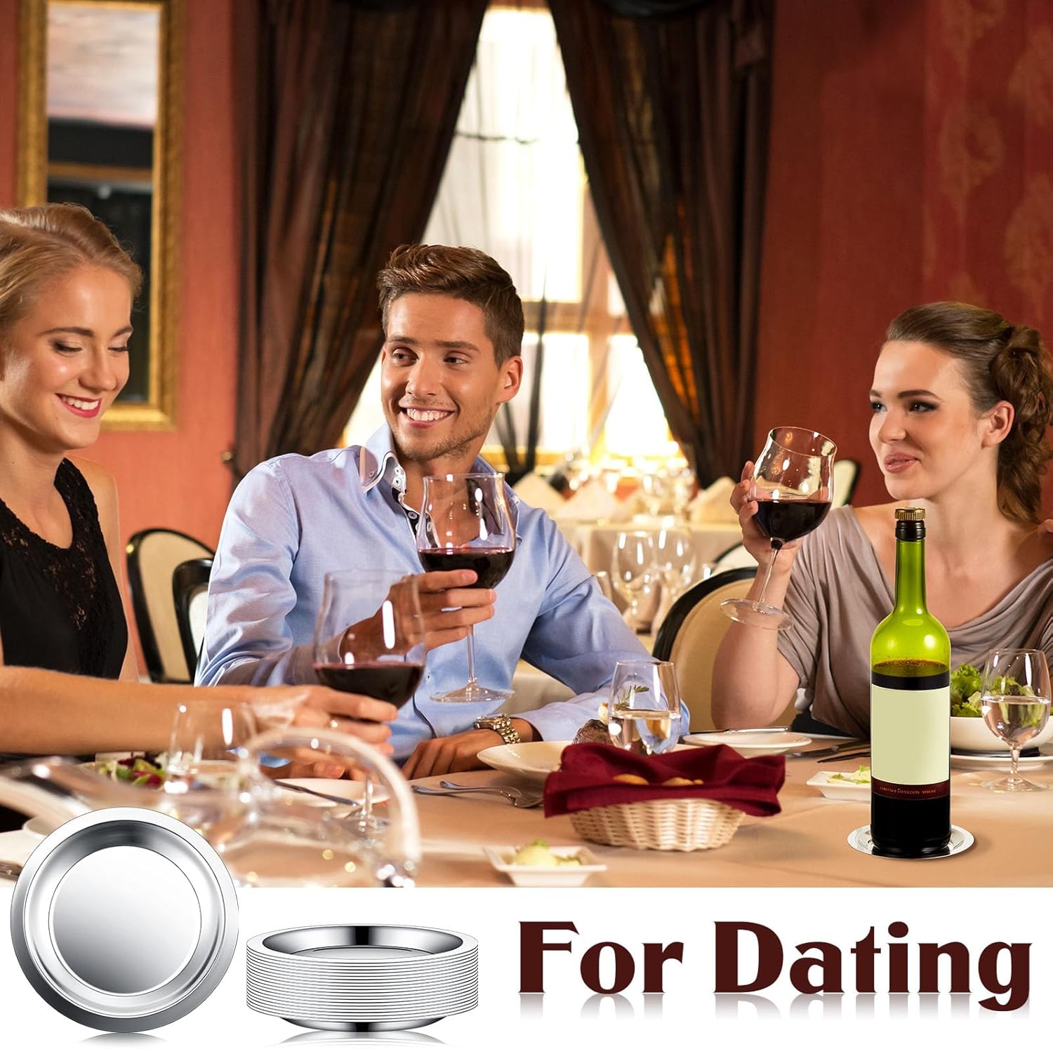 Meekoo 20-Piece Set - Stainless Steel Smooth Wine Bottle Coasters
