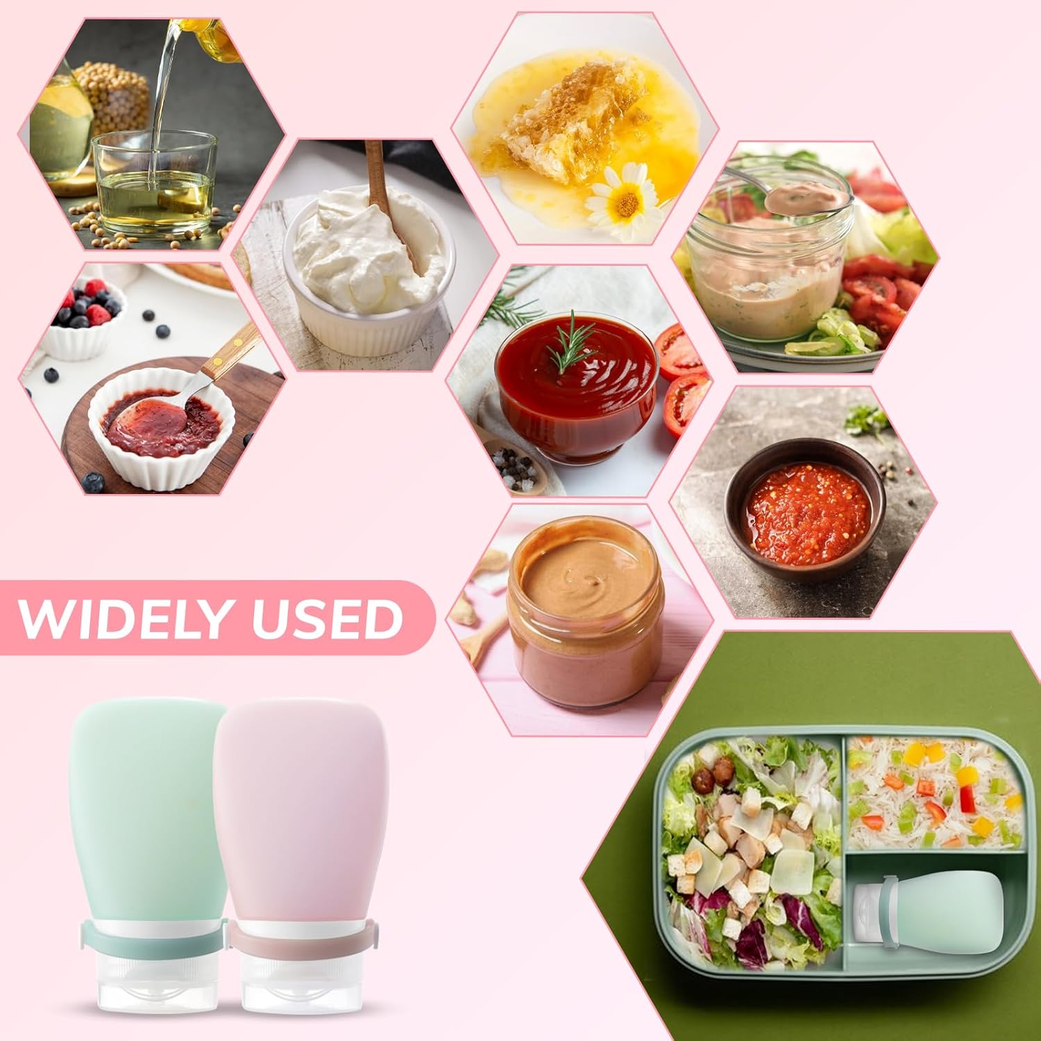 4Pcs Squeeze Salad Dressing Bottles with Brush Set