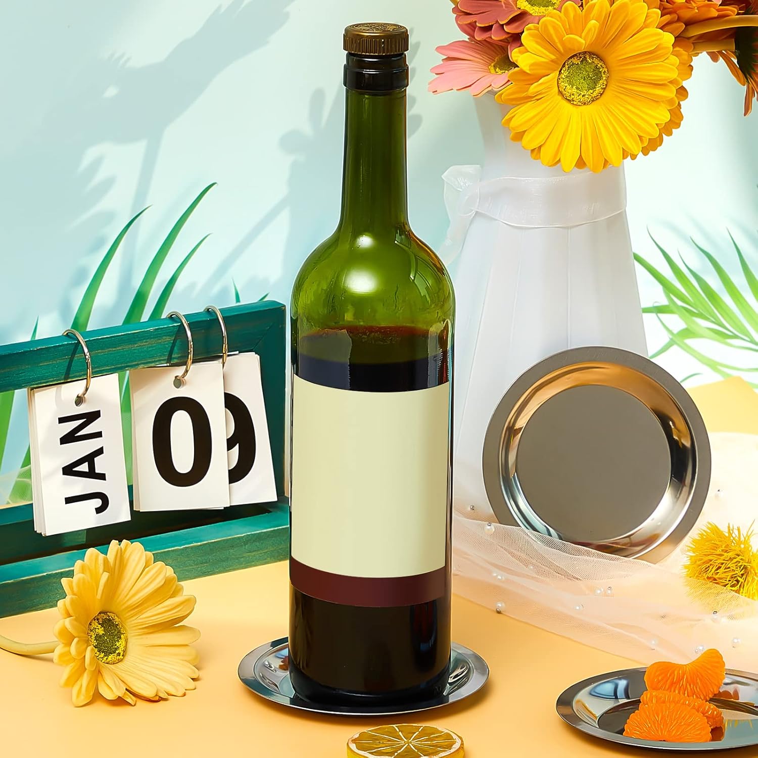 Meekoo 20-Piece Set - Stainless Steel Smooth Wine Bottle Coasters