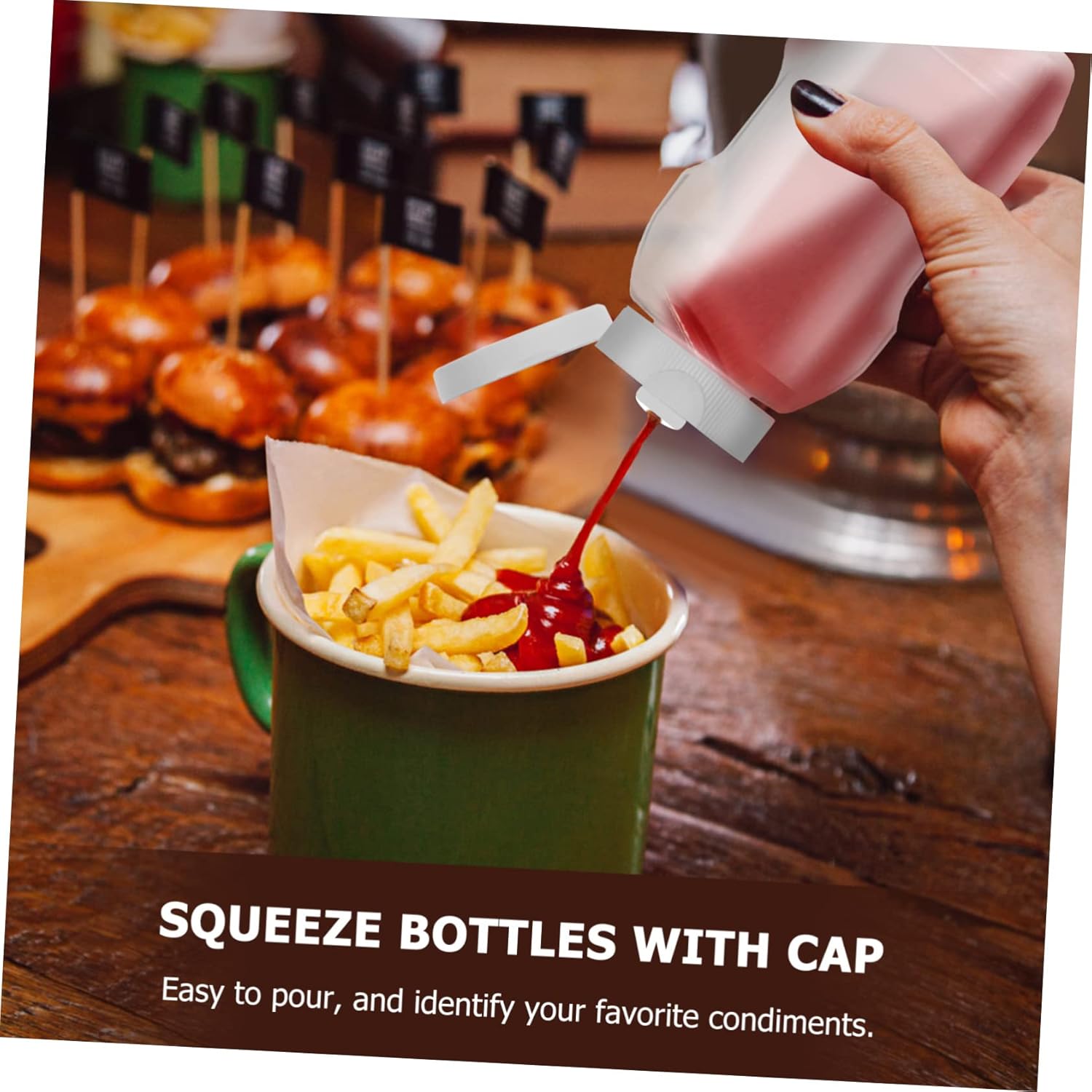 4-Piece Condiment Squeeze Bottles with Caps