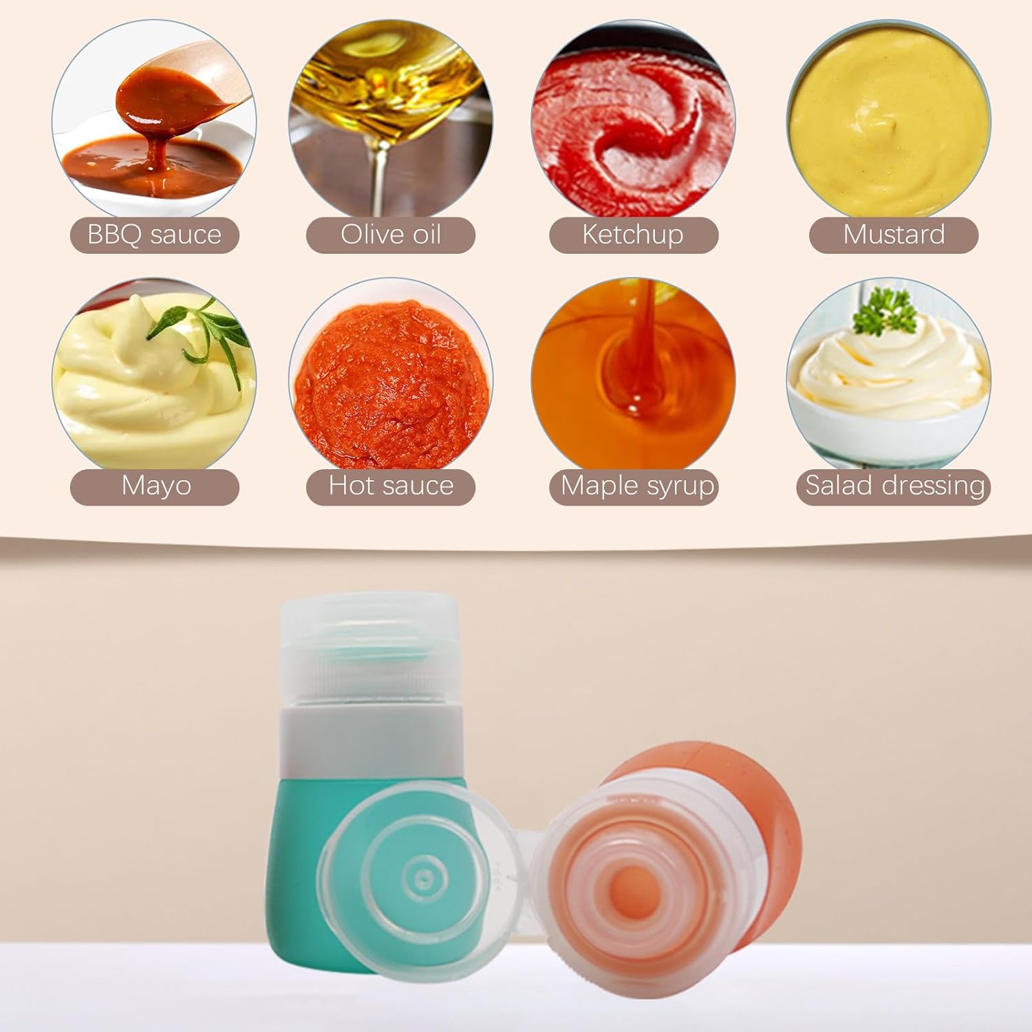 5-Pack 13oz Silicone Salad Dressing Bottles with Cleaning Brush