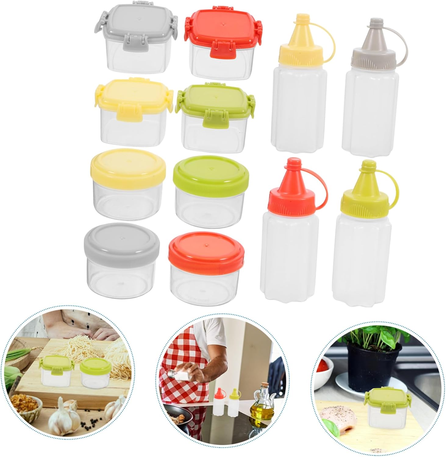 12 Piece Condiment Squeeze Bottles Set for Kitchen Storage Organization