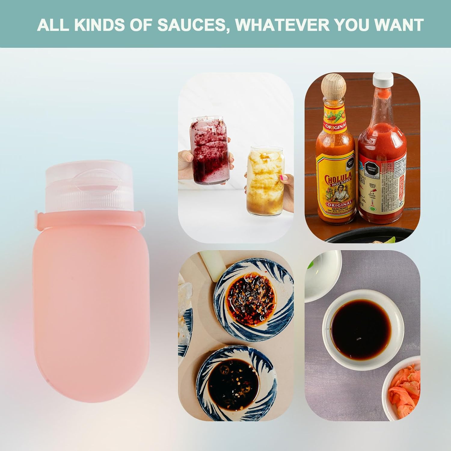 4Pcs 60ml Silicone Squeeze Salad Dressing Bottles