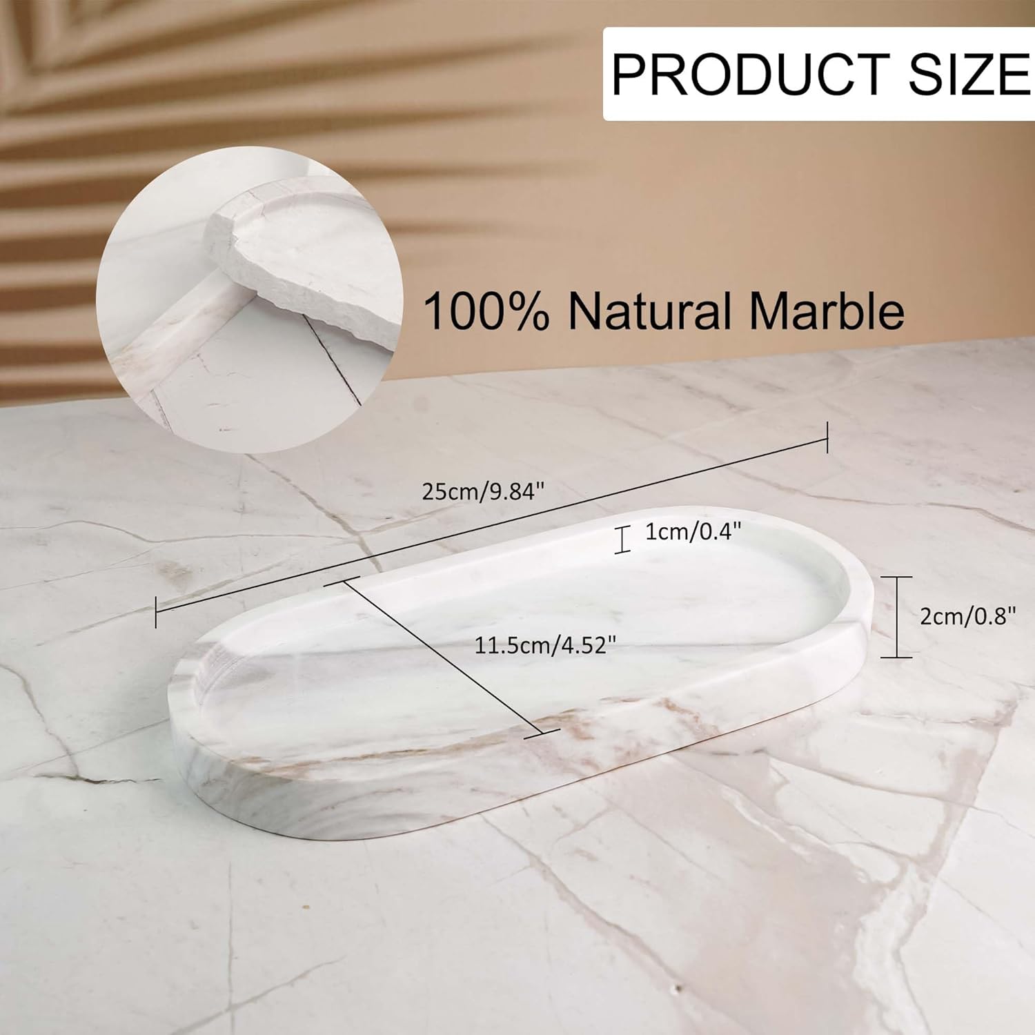 Elegant Natural Marble Bathroom Vanity Tray for Non-Slip Organization
