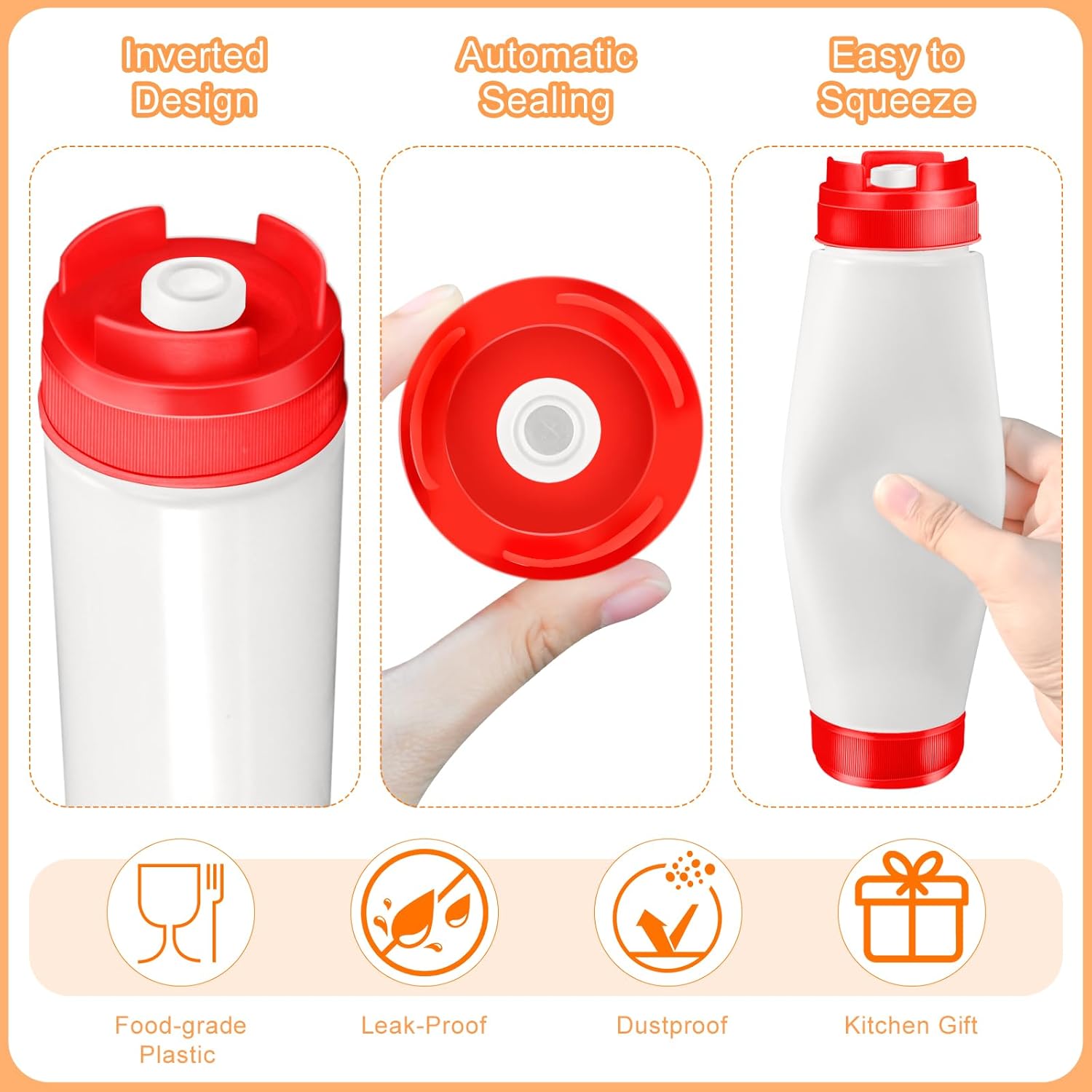 CHIVENIDO 6PCS 16oz Condiment Squeeze Bottles