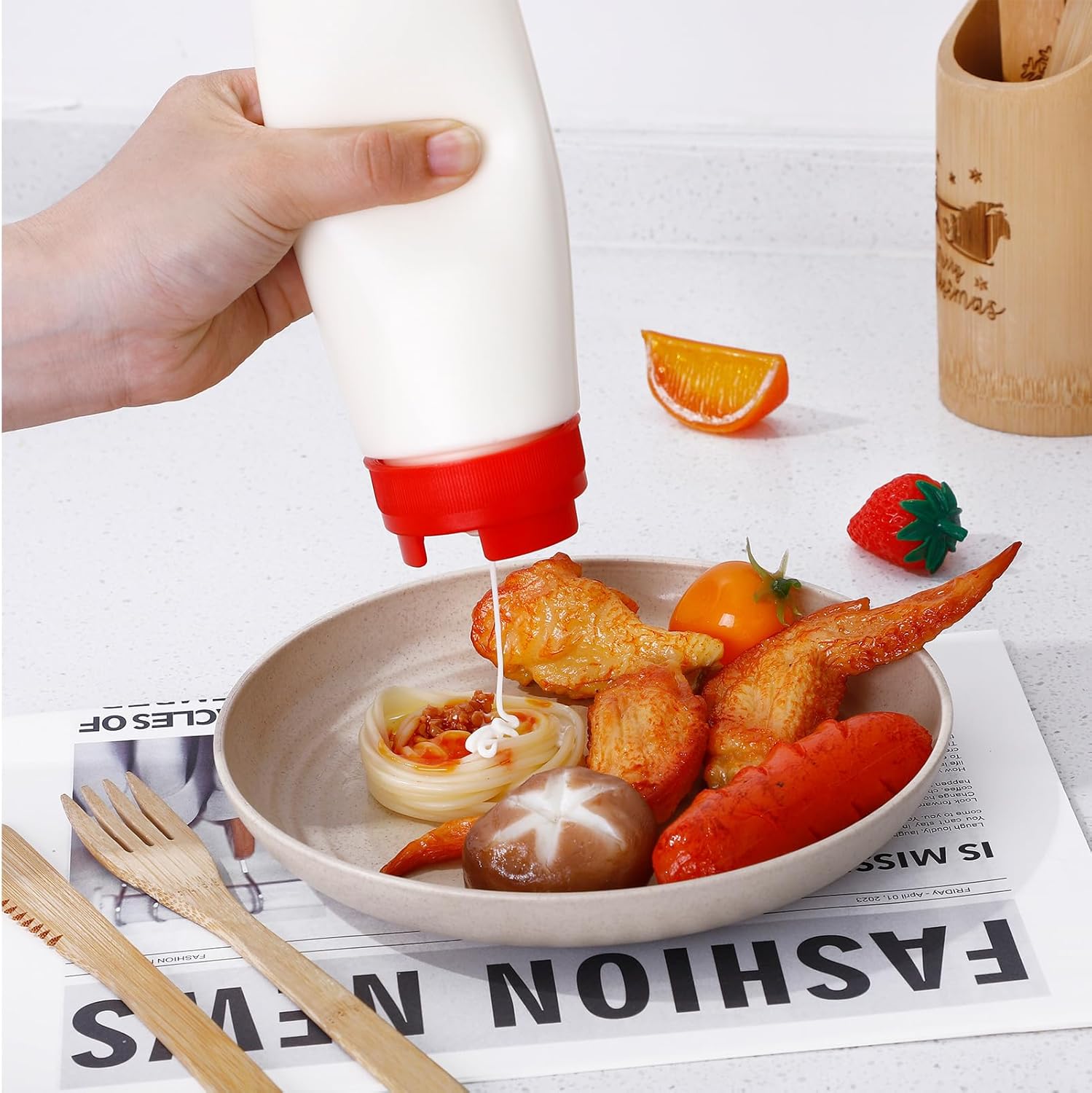 ZhouBoat 8-Piece 16oz Squeeze Bottles Condiment Ketchup Dispensers