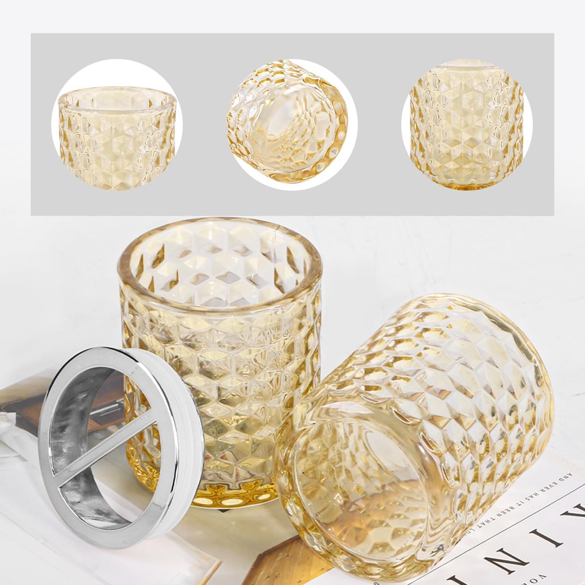 Thick Glass Toothbrush Holder with Silver Divider