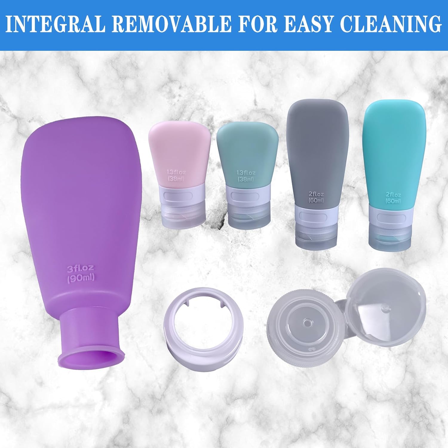 5-Pack Squeeze Salad Dressing Bottles Food Grade Silicone Leak-Proof Portable