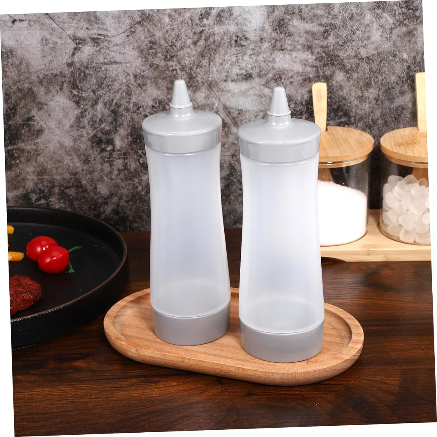 Mikinona Essential Condiment Squeeze Bottles 4-Pack Reusable Leakproof Easy to Carry