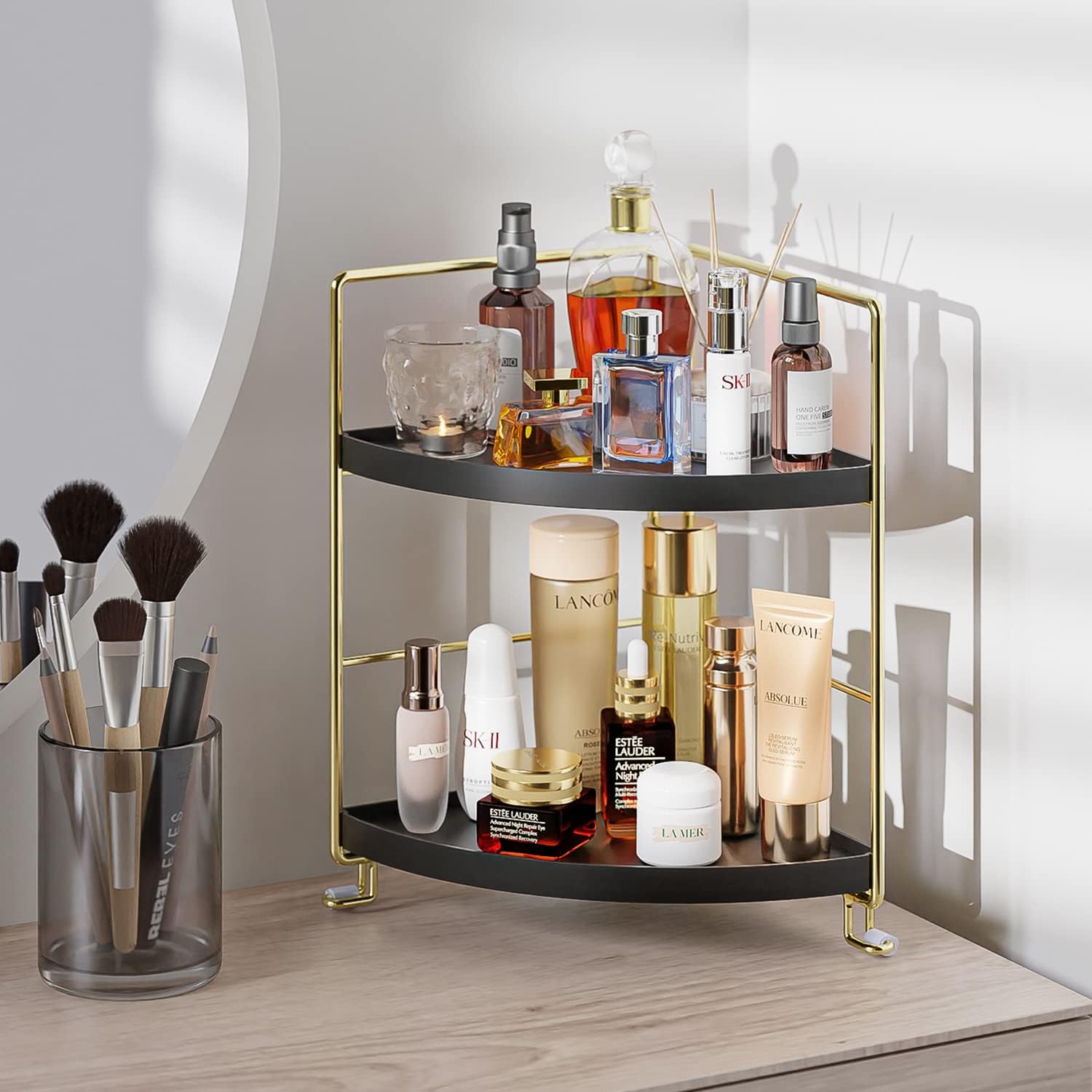Sturdy Black 2-Tier Organizer for Bath