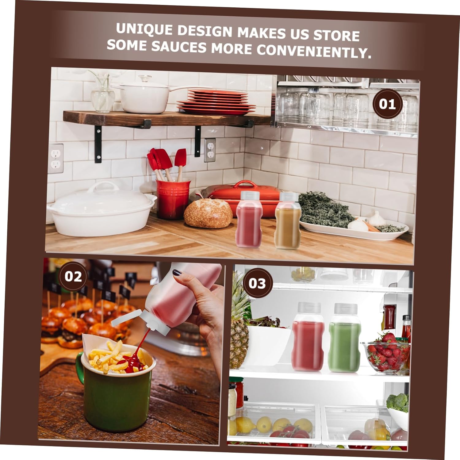 Mini Set of Sturdy Condiment Squeeze Bottles