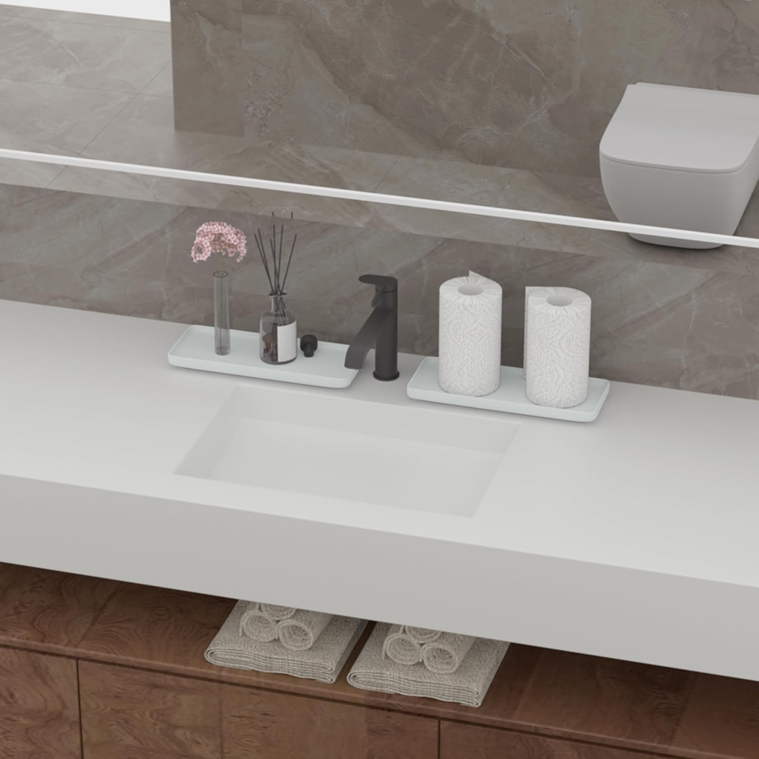 YEECOPON Premium Ceramic Bathroom Tray