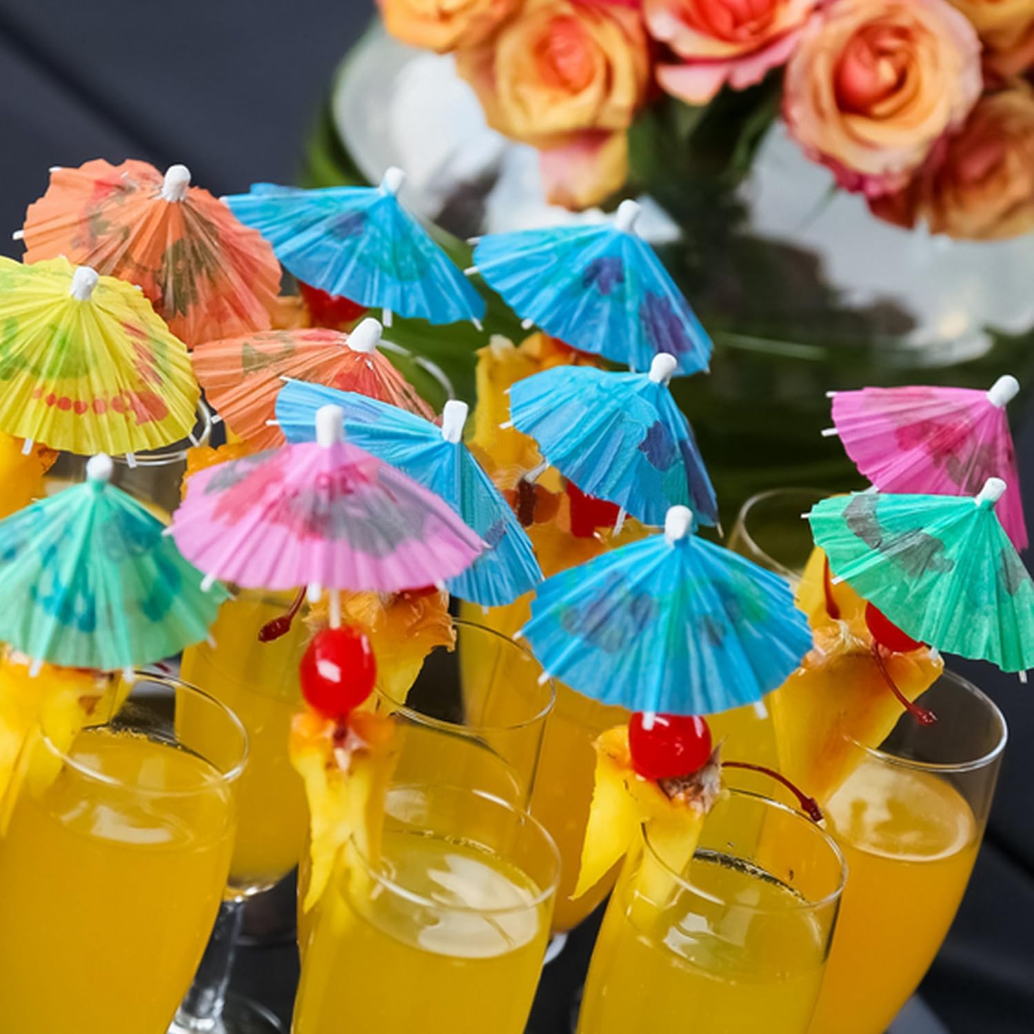 Stylish 50-Pack Umbrella Cocktail Picks for tropical parties