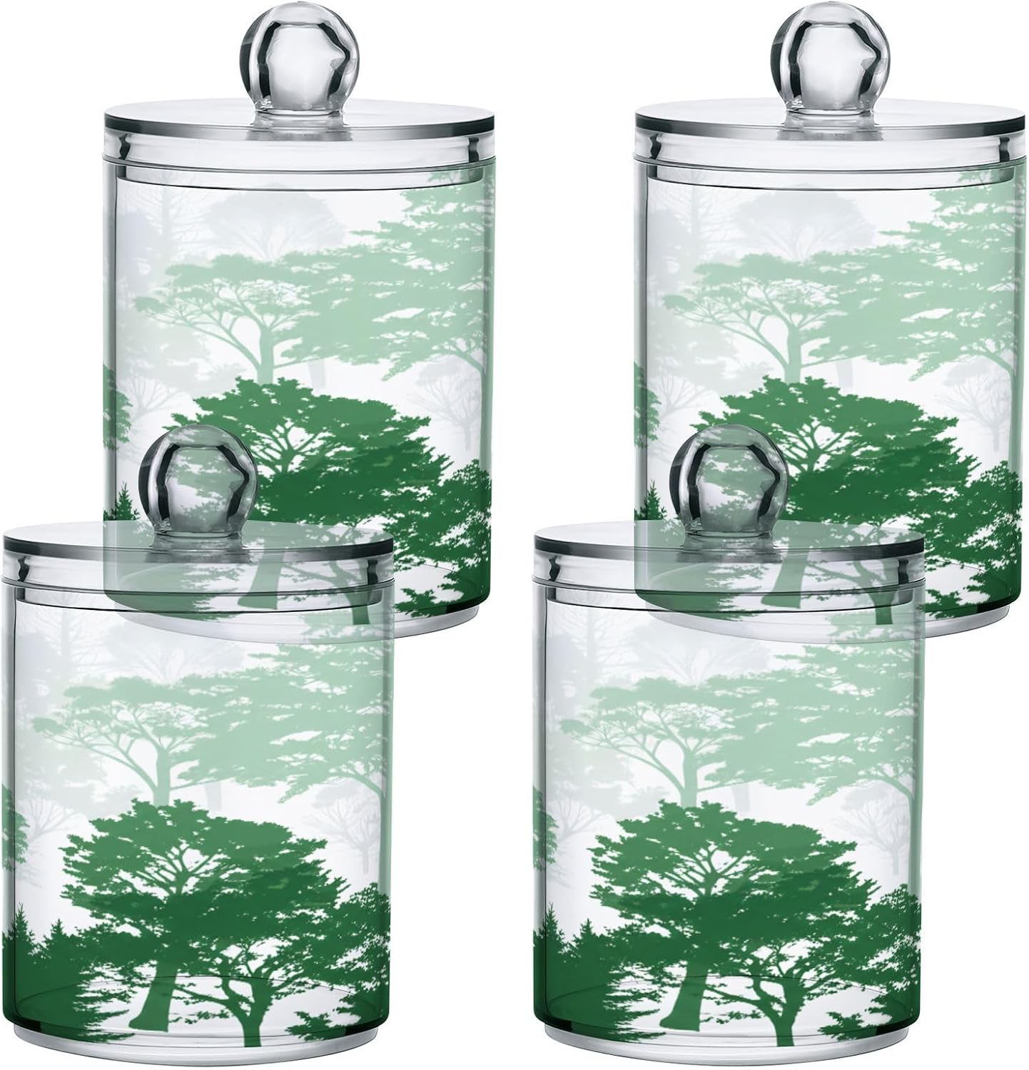 Qilmy 2-Pack Forest Silhouette Pattern Qtip Holder