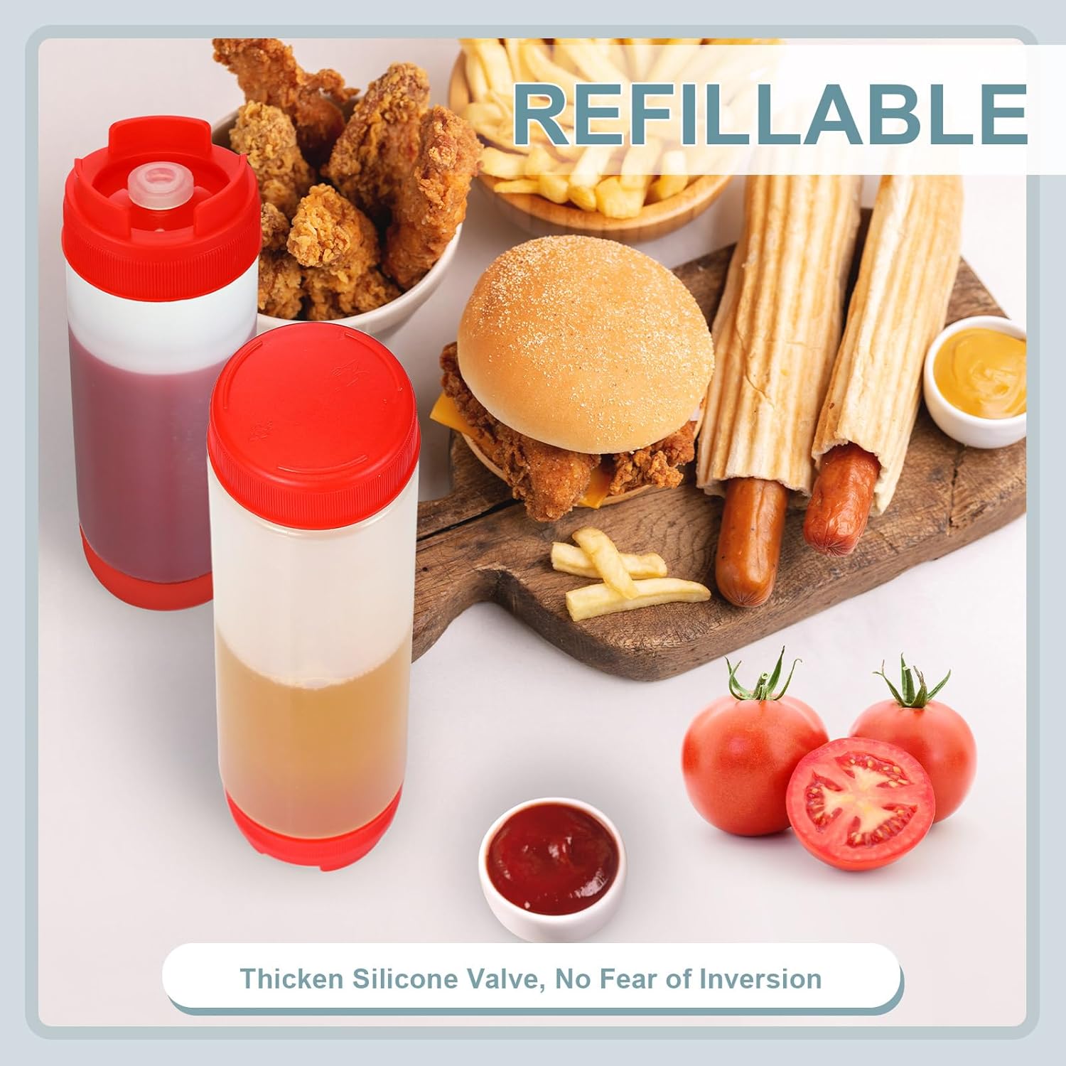4-Piece Red Squeeze Bottles
