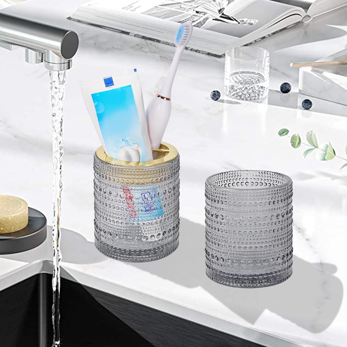 Luxurious Glass Toothbrush Holders Set