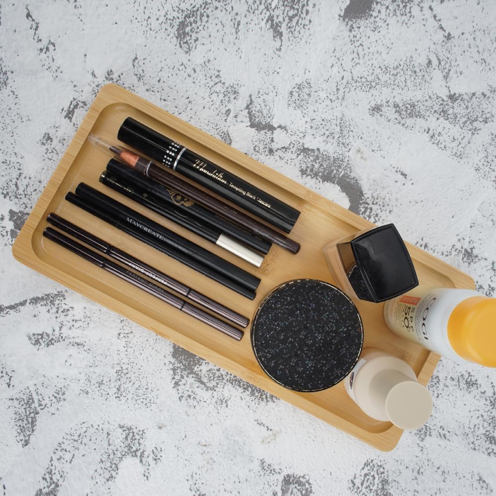 Bamboo Vanity Tray for Organizing 118x6x07inxWarm Decor