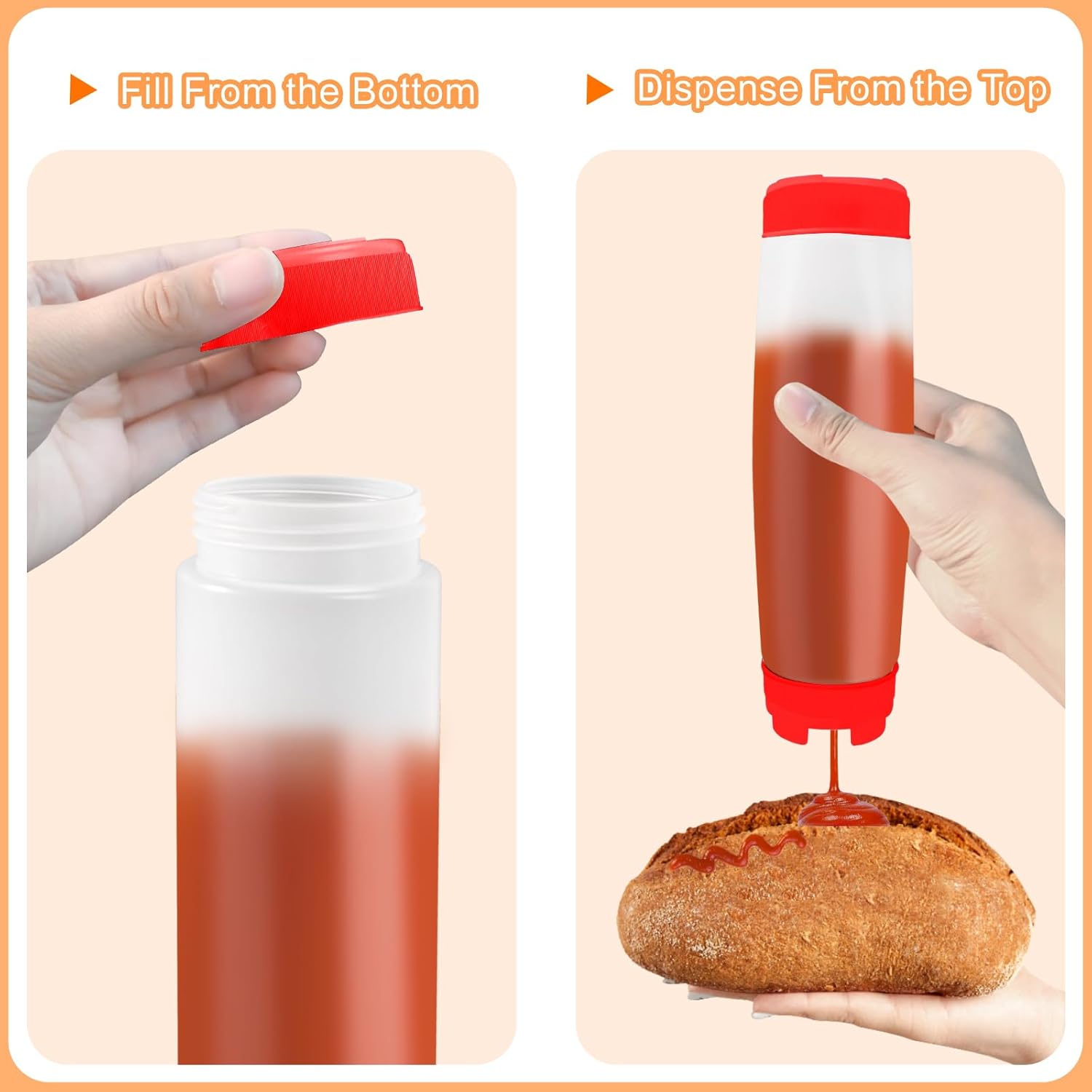 CHIVENIDO 6PCS 16oz Condiment Squeeze Bottles