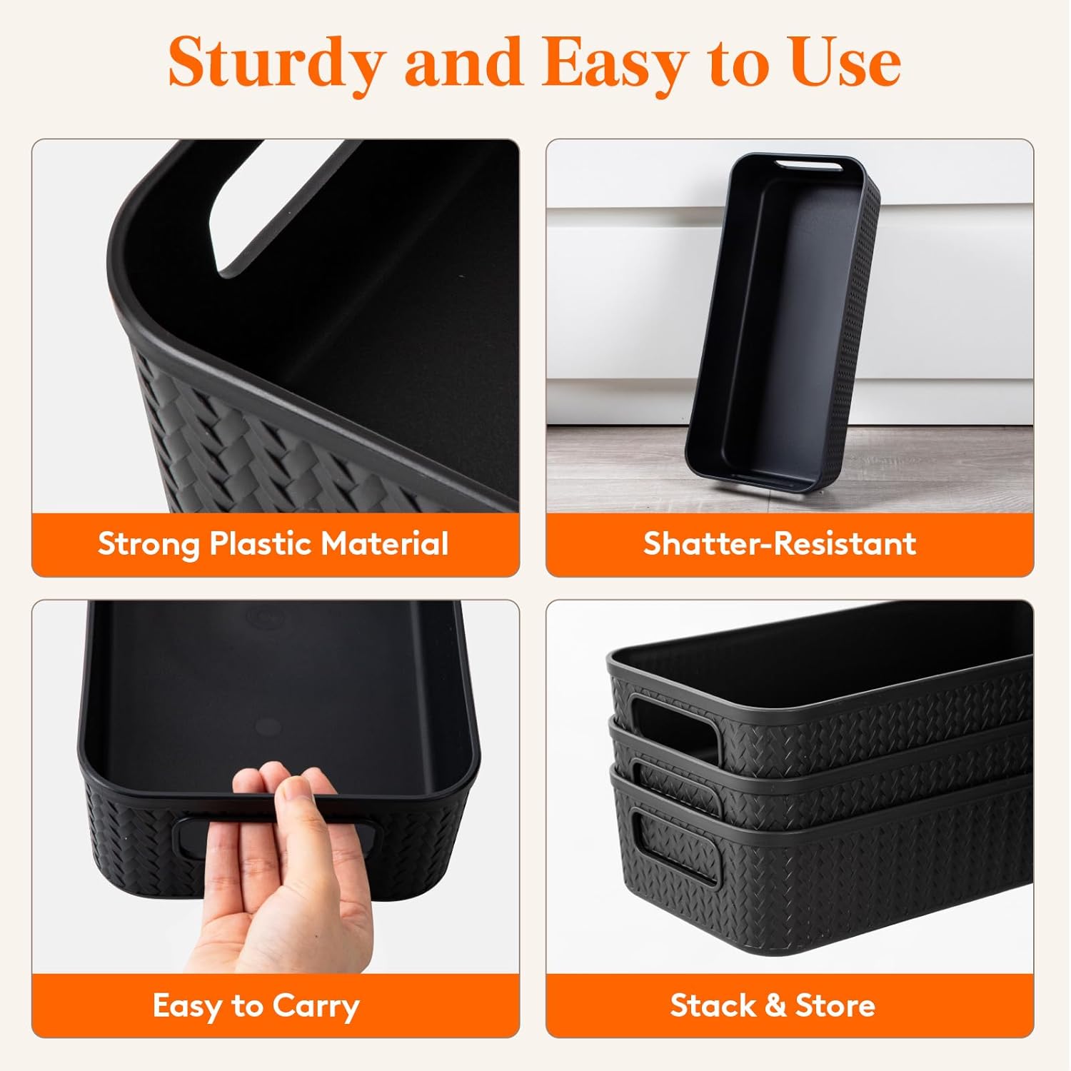 Lifewit Black Toilet Paper Basket with Handle