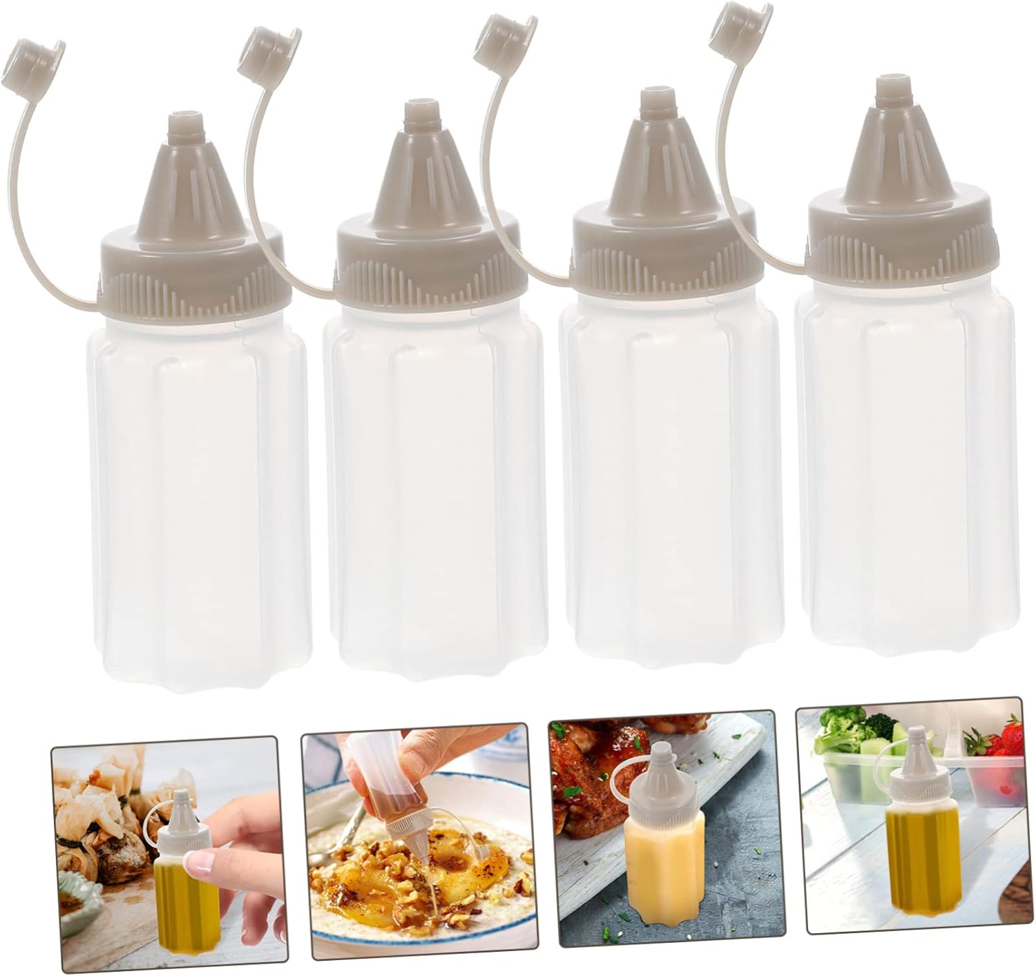NAMOARLY 8pcs Kitchen Condiment Squeeze Bottles Set Transparent Plastic Sauce Dispenser