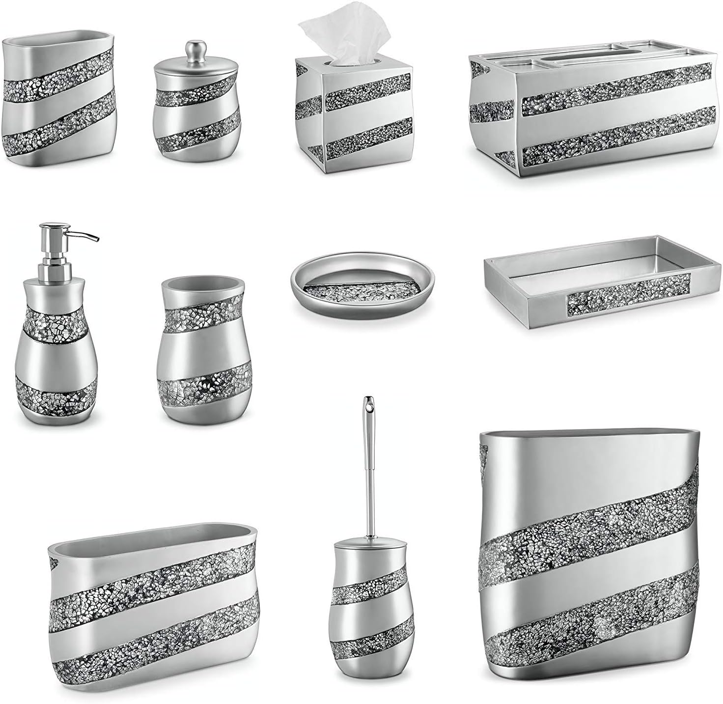 Creative Scents Silver Mosaic bathroom cup electric toothbrush holder