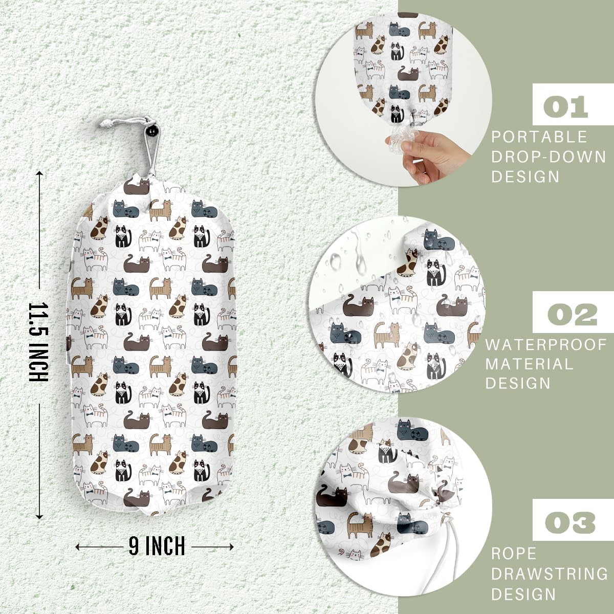 Cute Cat Toiletries Organizer - Portable Durable Kitty Storage Bag