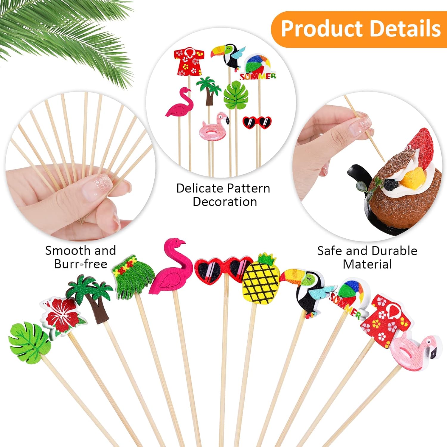 210-Piece Bamboo Cocktail Umbrella Picks for Luau Beach and Party Uses