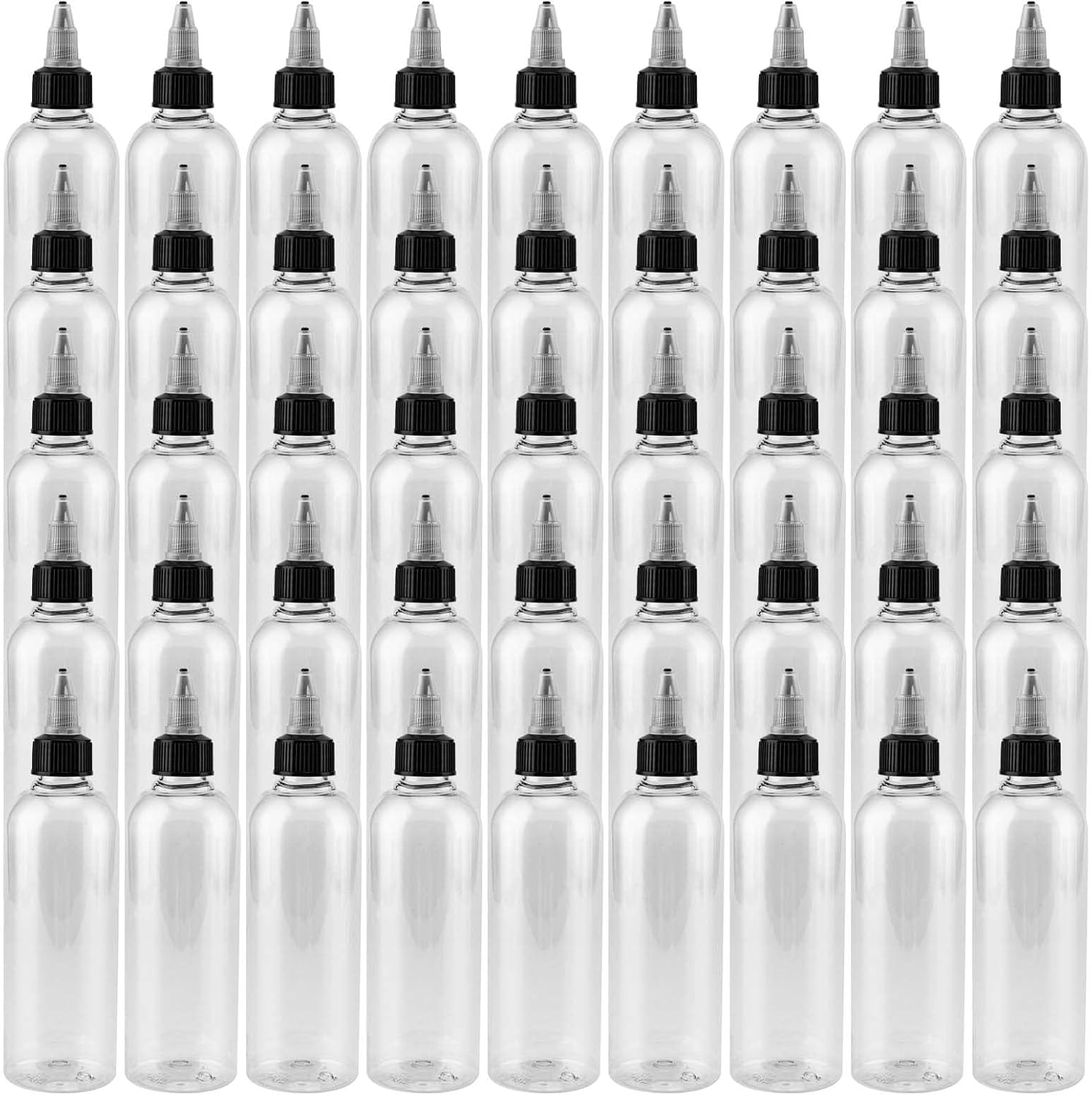 50-Pack 5oz Empty Plastic Squeezing Bottles for Condiment Storage