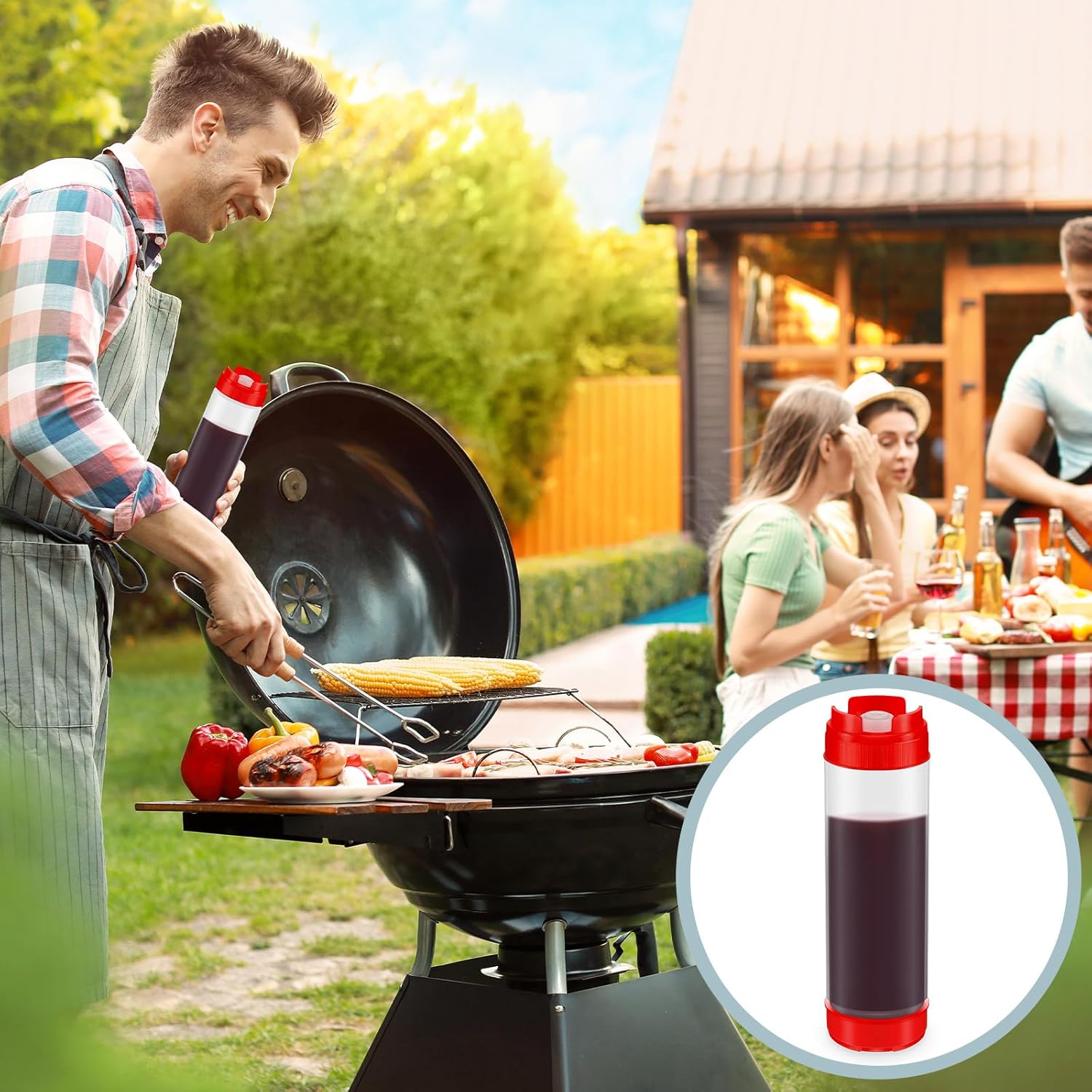 4-Piece Red Squeeze Bottles