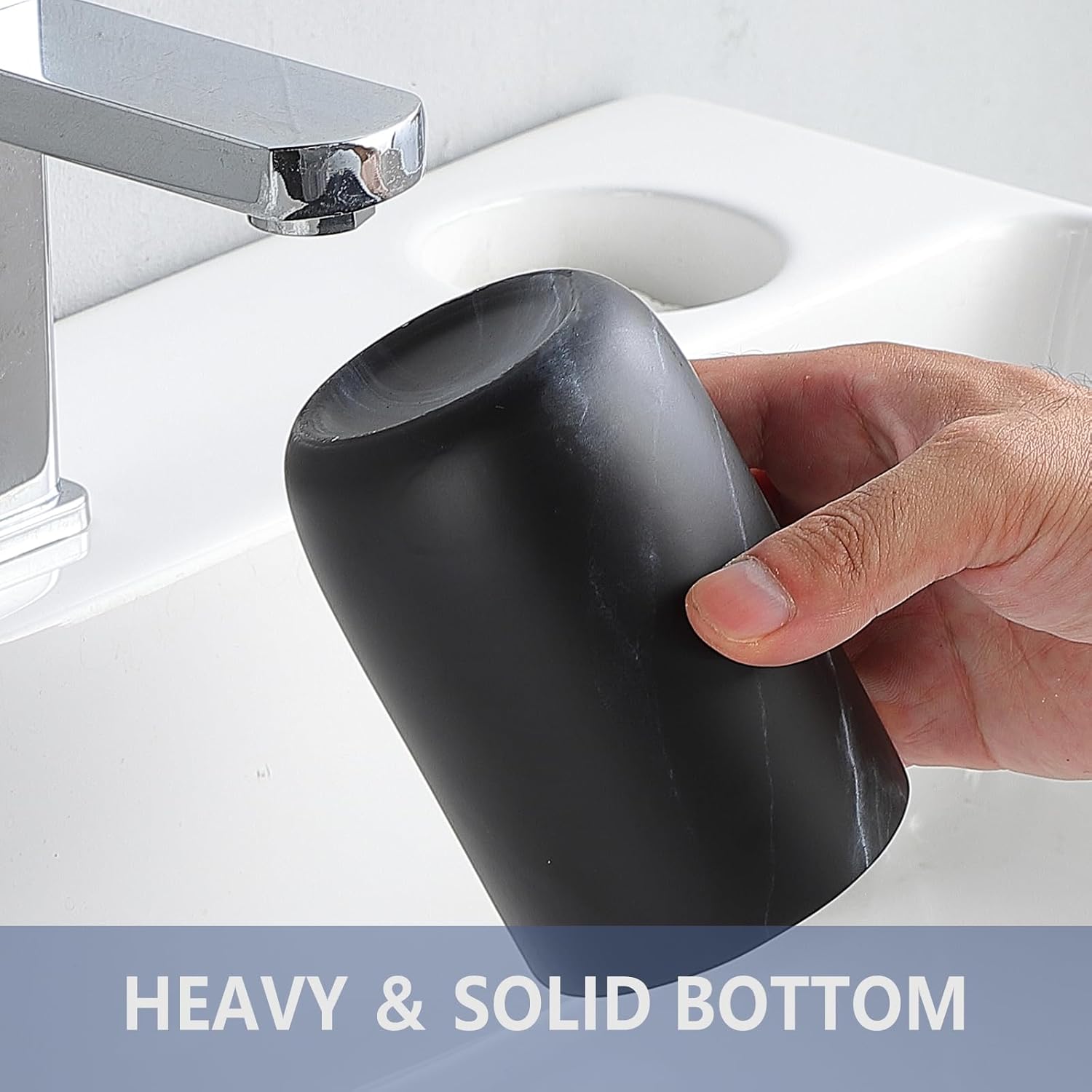 Black Marble Design Ceramic Toothbrush Organizer
