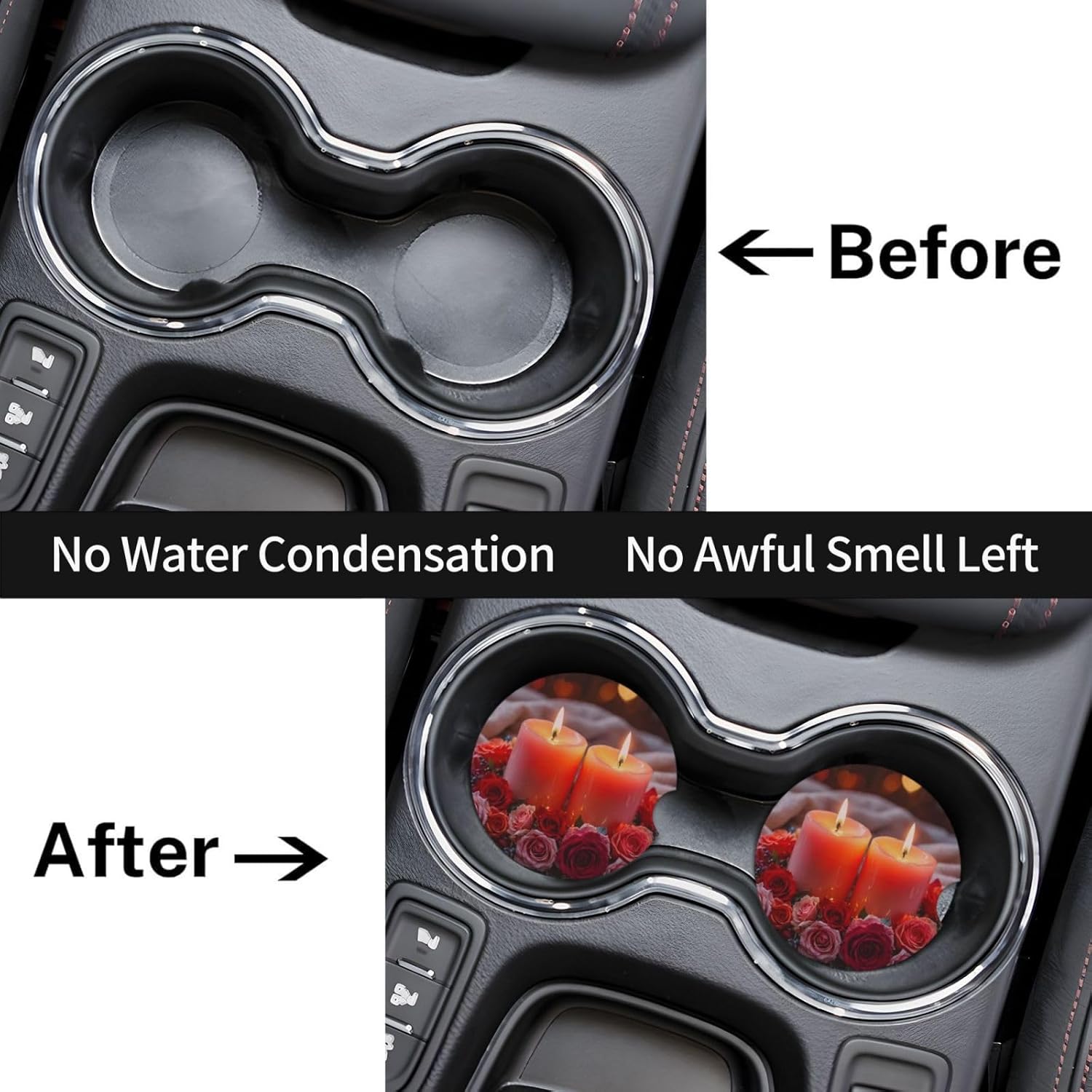 Candleflower 2-Piece Coasters Set for Car Accessories