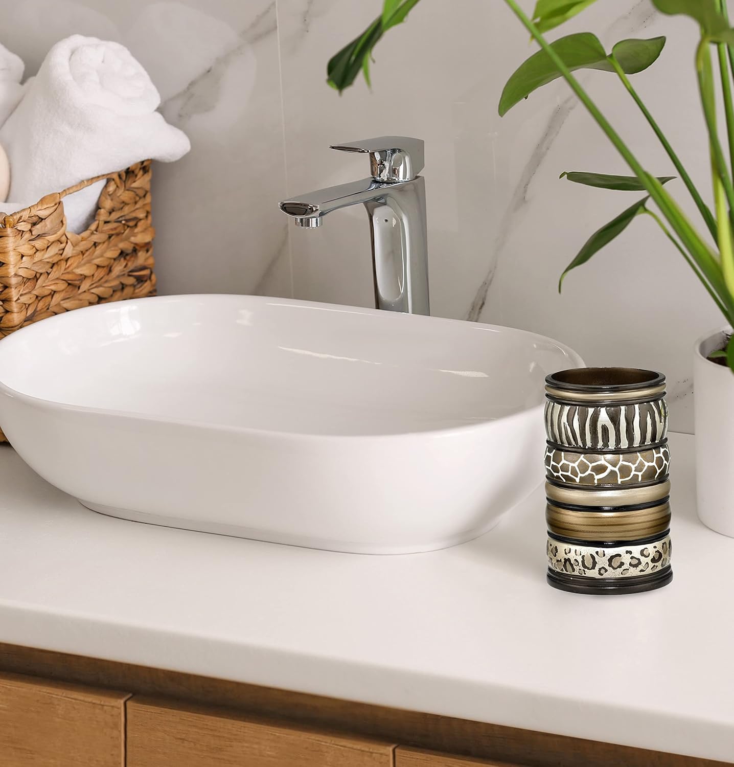 Modern Resin Tumbler with Safari Stripes