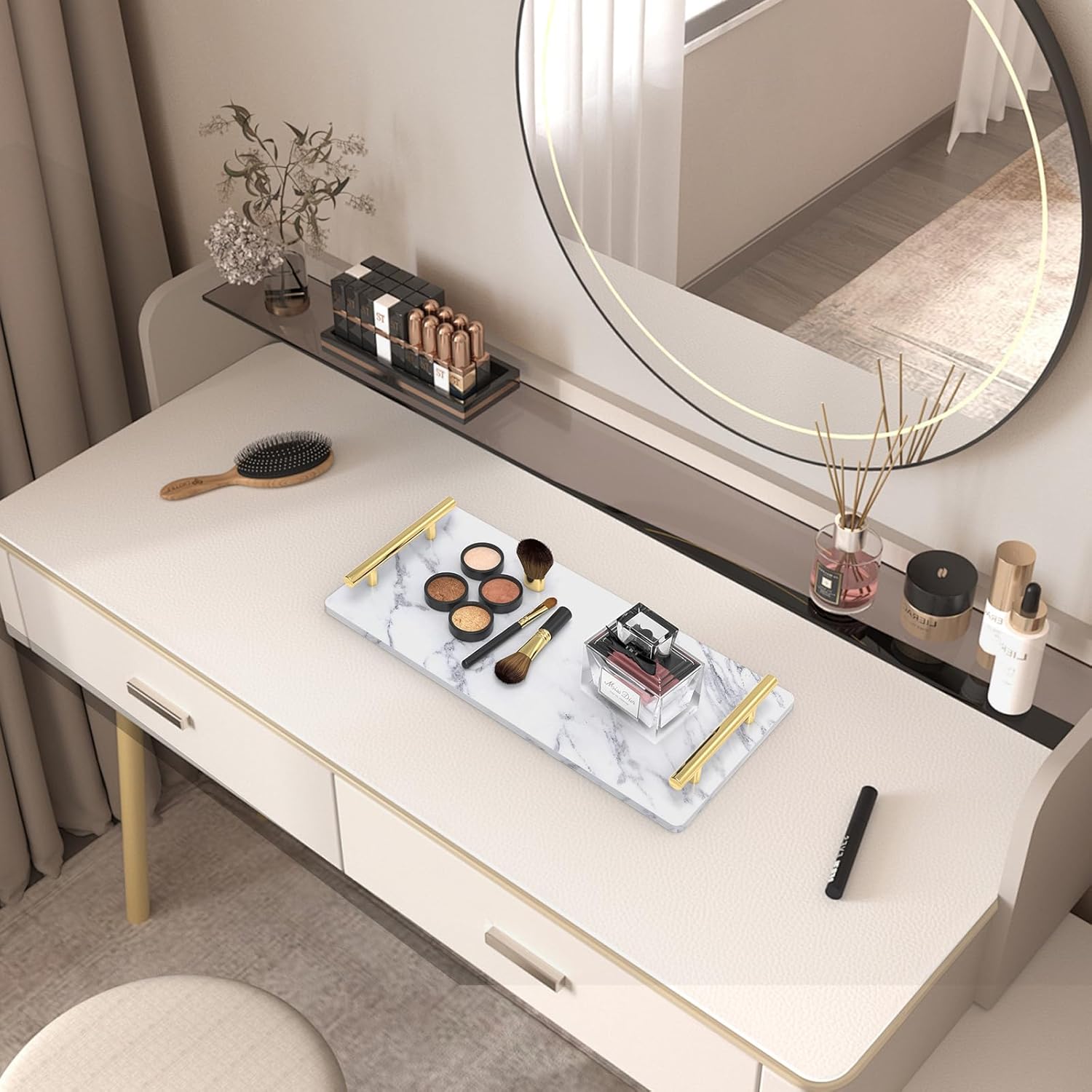Elegant Marble Vanity Tray for Privacy Style in the Bathroom