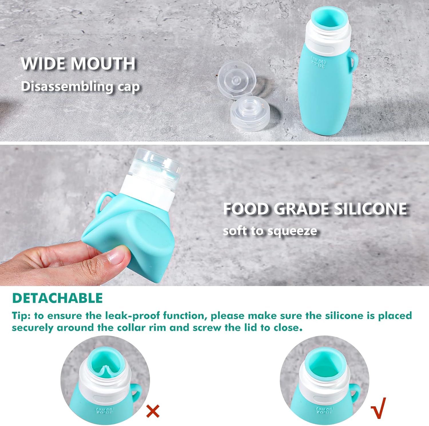 Webake 4Pack Squeeze Bottles Travel-Ready Condiment CONTainers